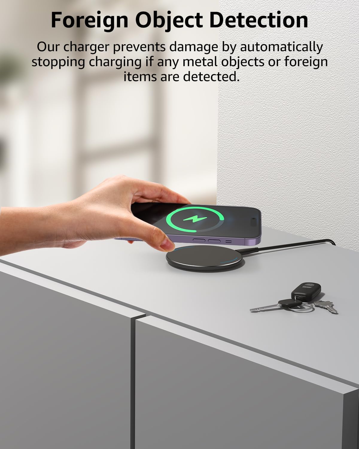 TOZO W1 New Anti-Slip Aircraft-Grade Aluminum Wireless Charger 15W Max Fast Wireless Charging Pad Compatible with iPhone 17/17 Pro/17 Pro Max/Air/16/15/14/SE Series, Samsung Galaxy S25/S24/S23, Black - Image 7