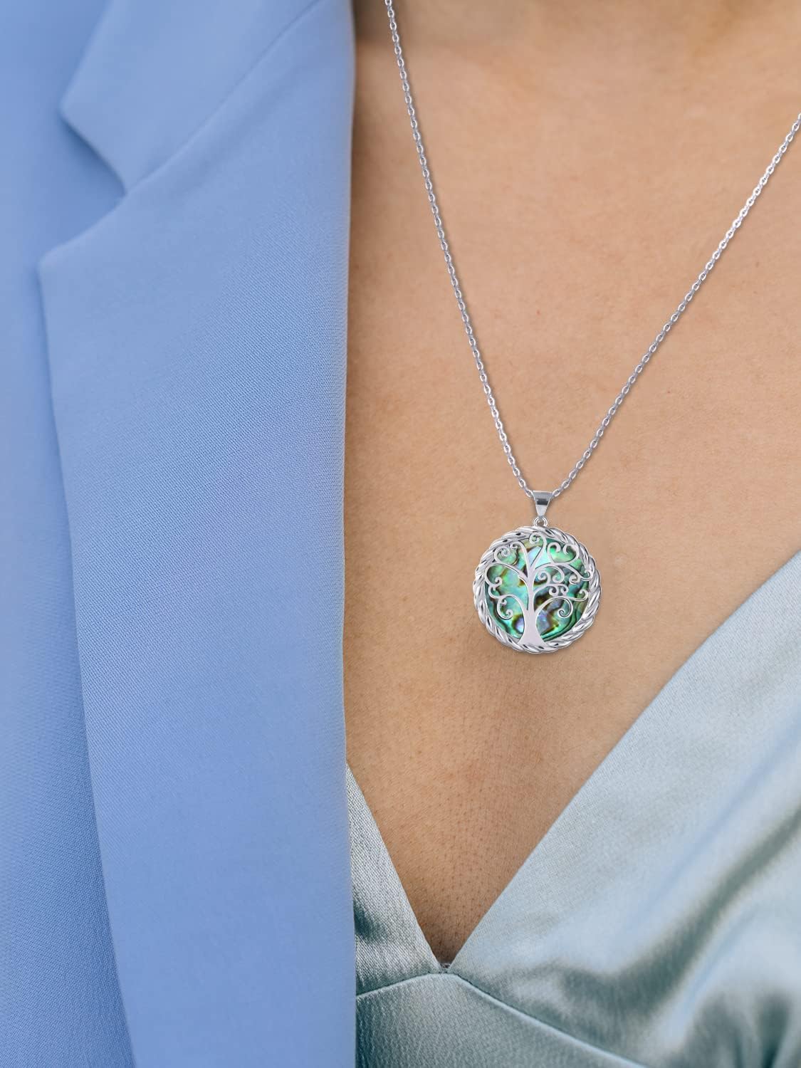 SmileBelle Tree of Life Necklace as Mothers Day Gift for Mom, Birthday Gifts for Stepmom as Bonus Mom Gift from Daughter, Grandma Present Silver Mother in Law Necklace as Tree of Life Jewelry - Image 2