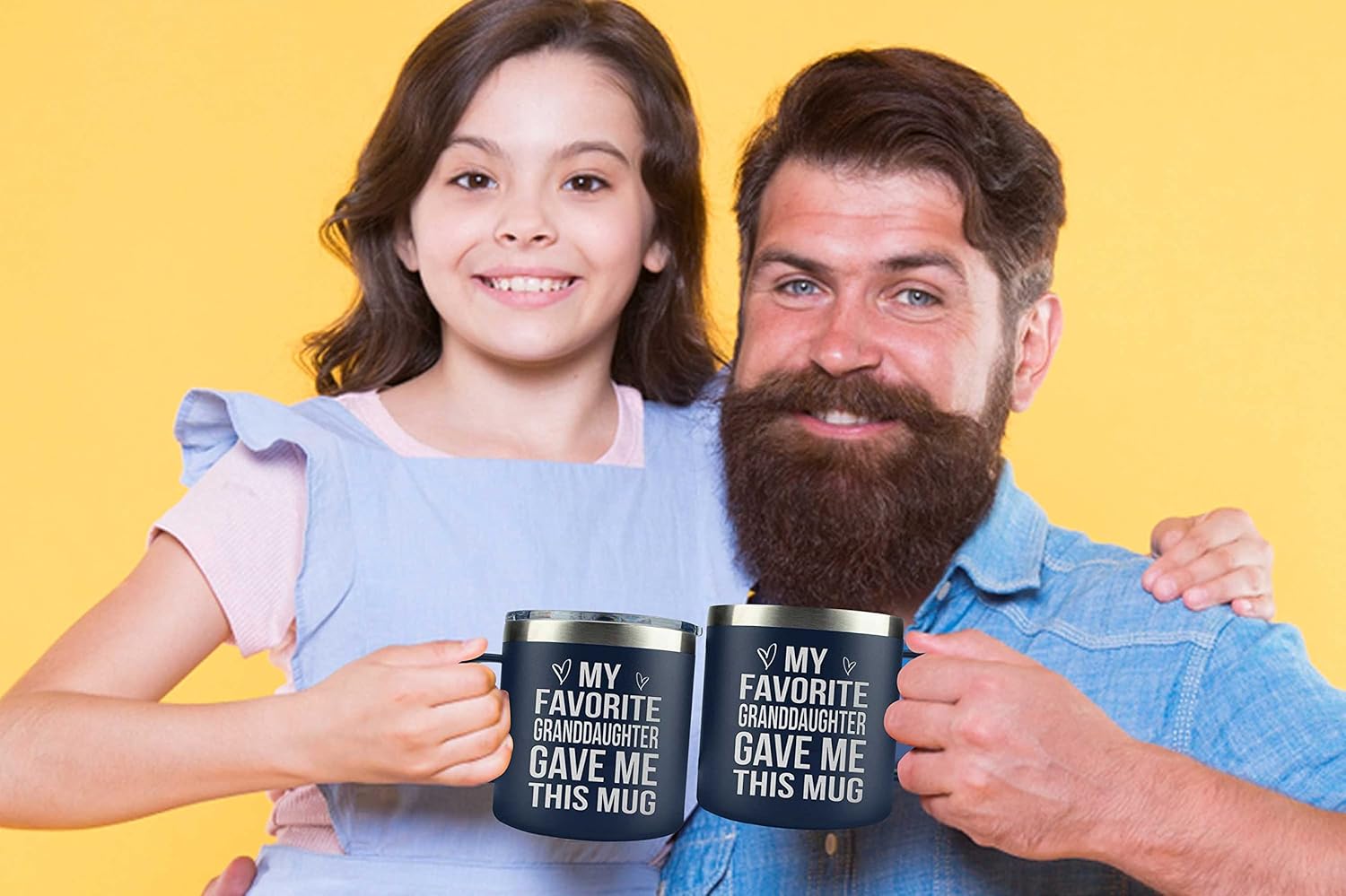 Gifts for Grandpa from Grandaughter, Grandson, Kids on Fathers Day, Christmas, Birthday - Funny Coffee Mug Gifts for Grandparents - Grandparents Insulated Stainless Steel Mug 14oz Navy - Image 6