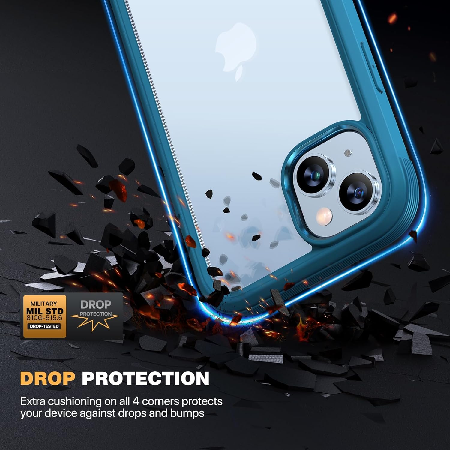Diaclara Designed for iPhone 15 Case, Full Body Rugged Case with Built-in Touch Sensitive Anti-Scratch Screen Protector, with Camera Lens Protector for iPhone 15 6.1" (Wave Blue) - Image 3