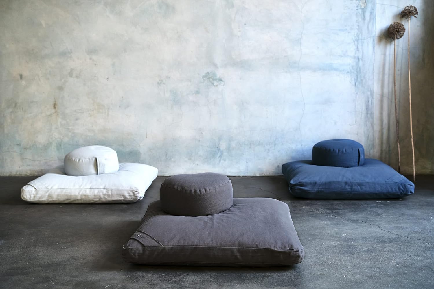 Meditation Cushion Set by renoo - Durable Comfortable Organic Cotton, Linen, Hemp - Modern Zafu Zabuton - Buckwheat Kapok Filled Floor Pillow Yoga Bolster in 15 Colors Washable Cover - Image 7