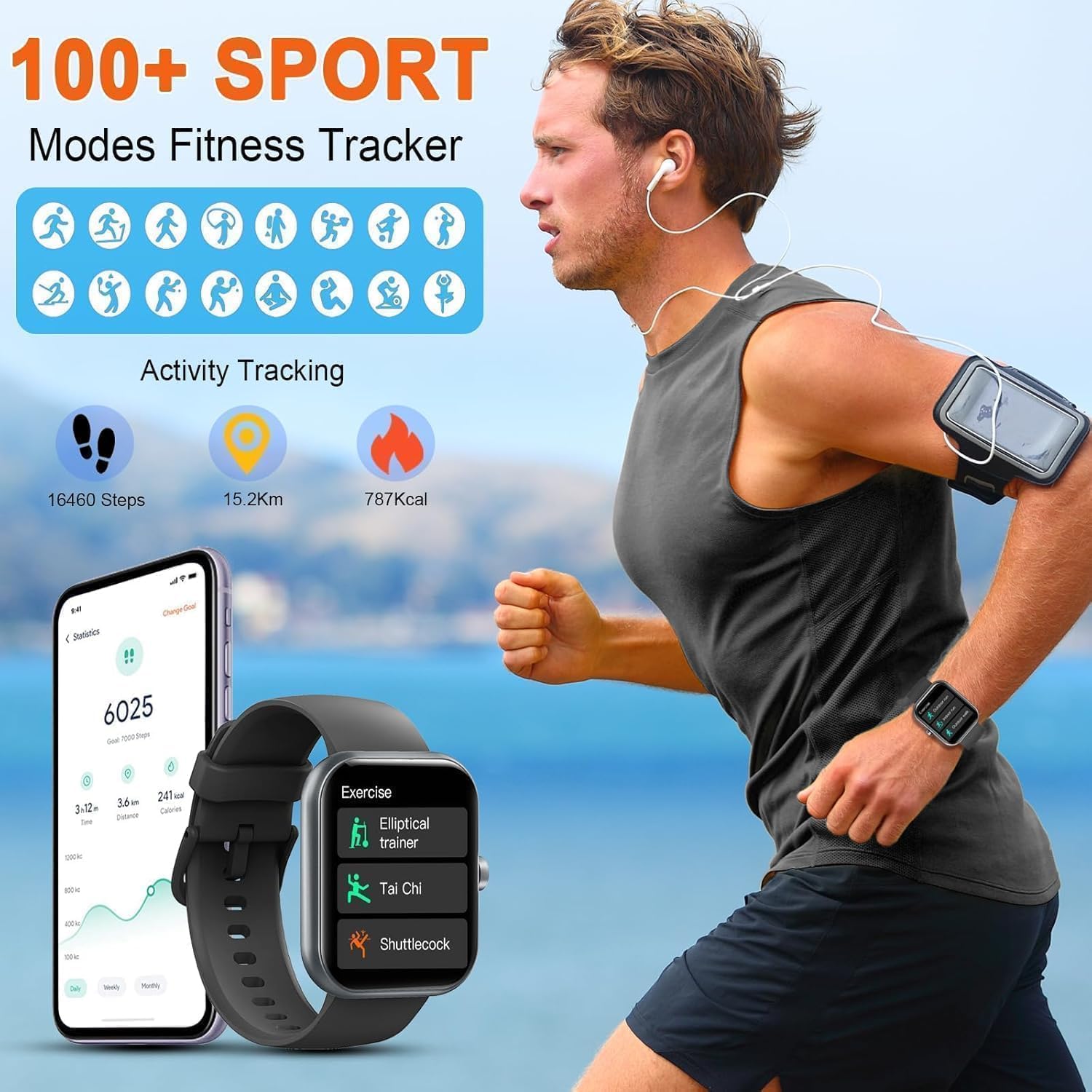 Smart Watch for Men Women(Answer/Make Calls), 2026 New 1.85" HD Smartwatch, Fitness Tracker with 110+ Sport Modes, IP68 Waterproof, Heart Rate/Sleep/Step Monitor, Activity Tracker for Android iOS - Image 6