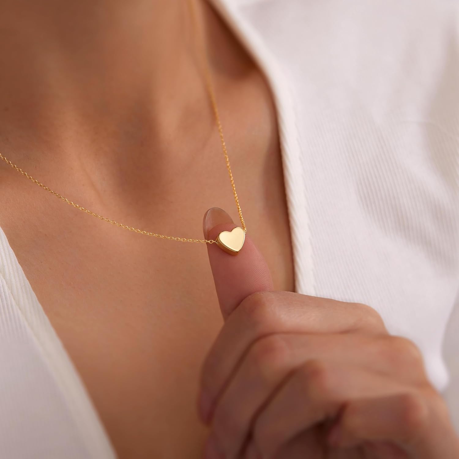 Poxtex Layered Gold Necklaces for Women, Stackable Dainty 14K Gold Silver Plated Trendy Simple Heart Diamond Cross Bow Circle Pendant Paperclip Choker Dot Chain Necklace,Jewelry Set Gifts for Women - Image 4