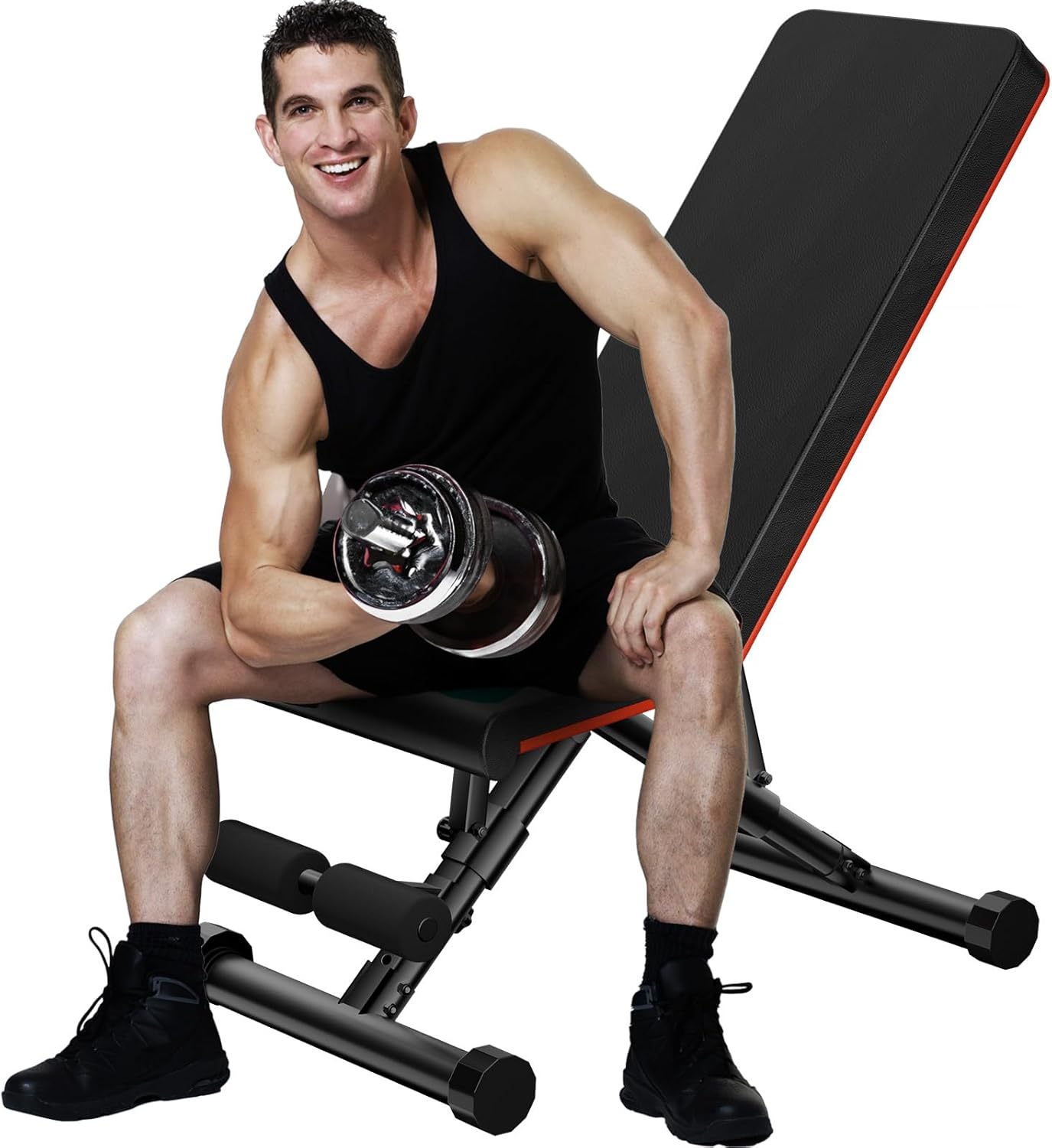Sweetcrispy Adjustable Weight Bench for Home Gym, Foldable Incline Workout Bench Press with 795 LBS Weight Capacity, Strength Training Fitness Equipment for Full Body Exercise