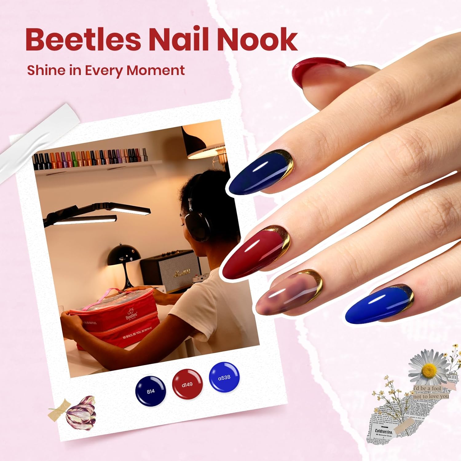 Beetles Nail Nook Gel Nail Polish Set - 119 PCS 100 Colors Gel Polish Kit Base Glossy Matte Glitter Top Coat Glitter Pearl Cat Eye White Red Pink Nude Uv Led Nails Easter Gift for Women - Image 6