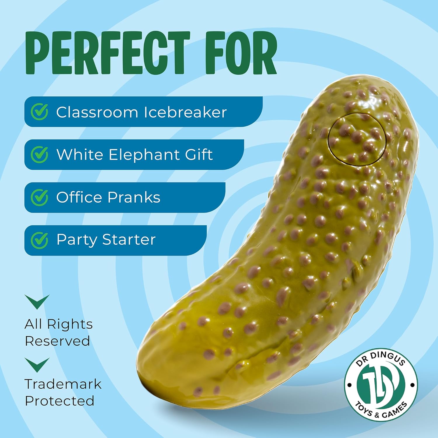 DR DINGUS Yodeling Pickle (1 Pickle - 5 Inch) Sings Dill-lightful Musical Yodel Song - Hilarious Laughs - Singing Novelty Gag Gift for Friends Family Coworkers Office Students Classroom - Image 5
