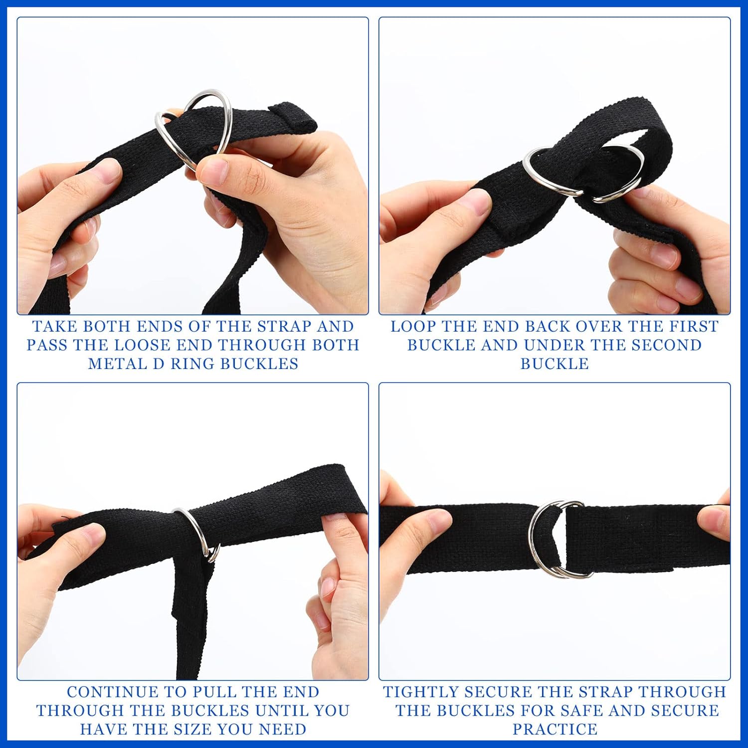 6 Pcs Yoga Strap for Stretching 8 Ft Yoga Exercise Adjustable Straps Bands with Safe Adjustable D Ring Buckle for Pilates Gym Workouts Fitness Improves Sitting Posture - Image 4
