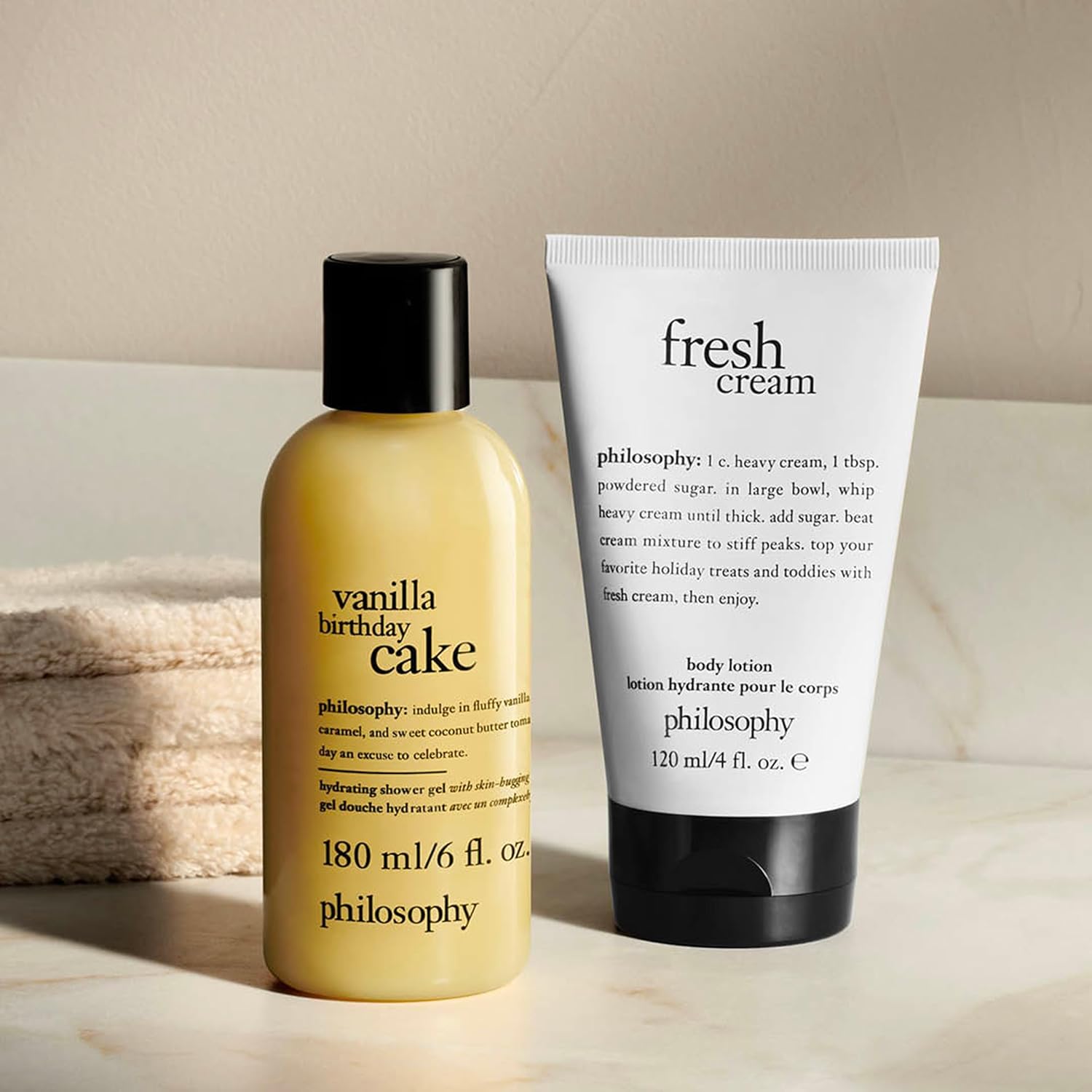 philosophy happy birthday gift set - 2-pc. vanilla birthday cake hydrating shower gel (6oz) & fresh cream body lotion (4oz) - moisturizing bath & body duo for women - Image 4