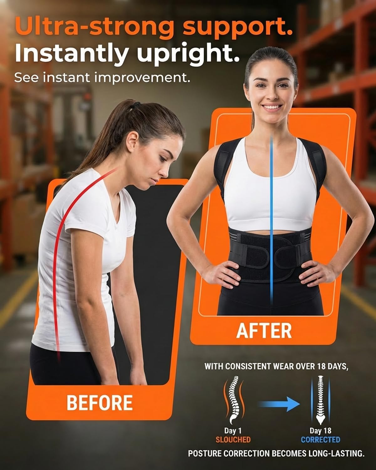 Posture Corrector for Women & Men, Back Brace Advanced Full Back Support for Upper & Lower Back Pain Relief, Spine, Neck, and Hump, X-Style Medical-Grade Lumbar Support System with Adjustable Shoulder Straightener and Breathable Design for Long Sitting and Exercise - Image 4
