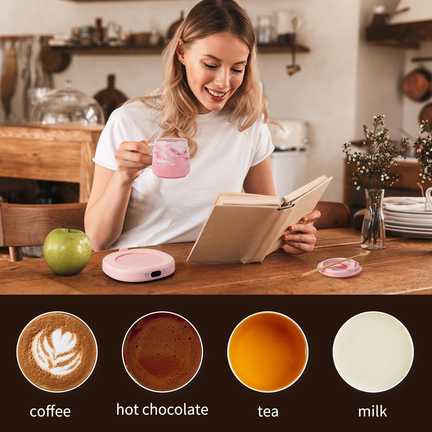 Coffee Mug Warmer & You are Awesome Mug Set, Electric Cup Warmer for Desk, Beverage Warmer with 4 Temperature Setting, 8-Hours Auto Shut Off - Image 5