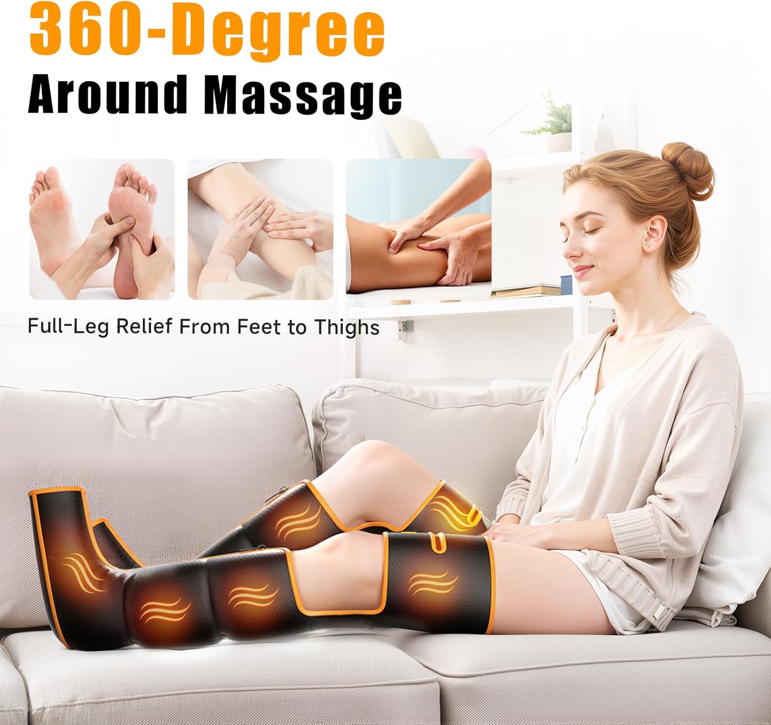 Leg Massager with Heat and Compression, Foot and Full Leg Massager for Circulation and Pain Relief, Sequential Compression Boots with 6 Modes, 6 Intensity, 3 Heat, Gifts for Mom, Dad, Athletes - Image 3