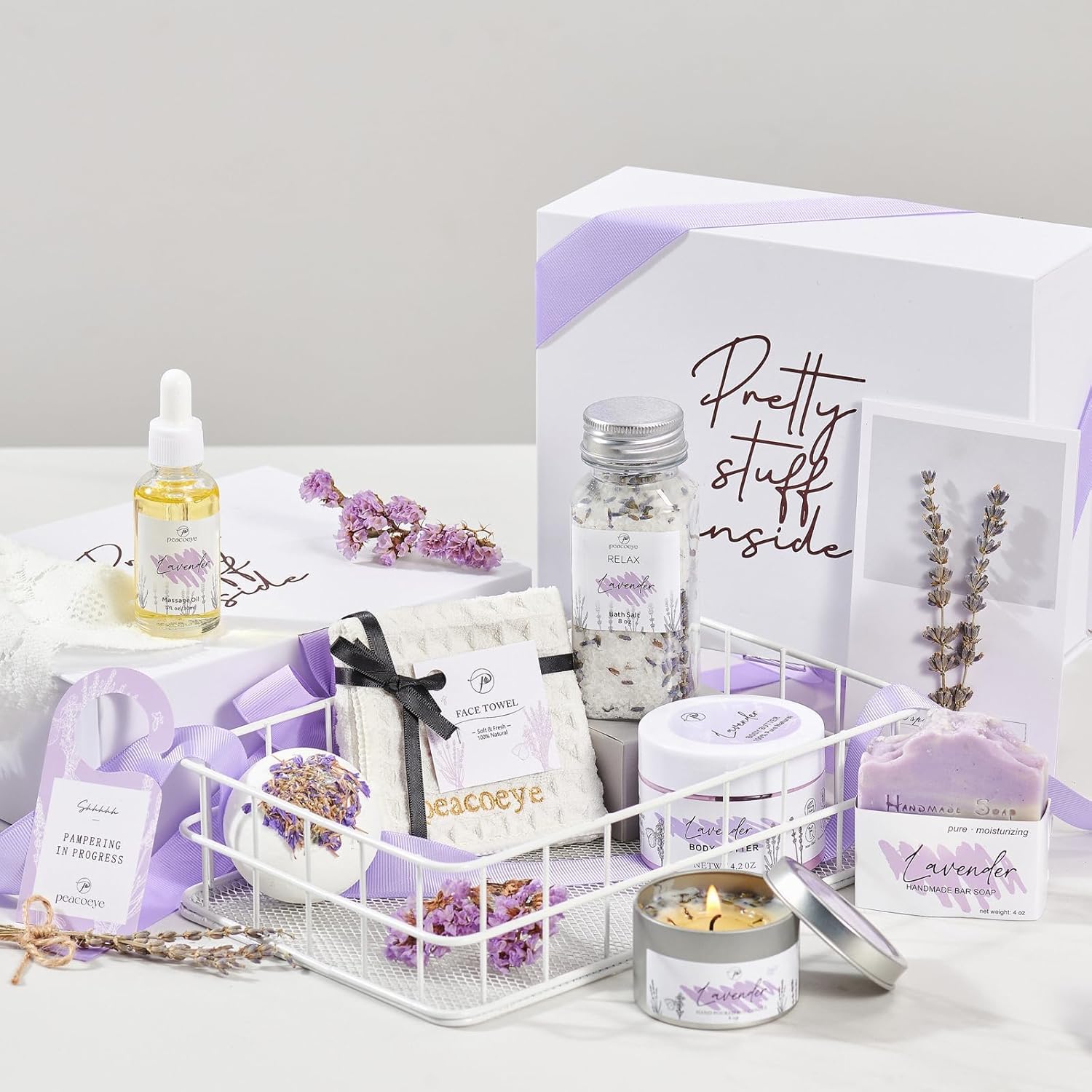 Spa Gifts for Women Mothers Day Gifts Bath Gift Baskets Relaxing Spa Self Care for Mom Her Sister Wife Bridal Shower Gifts Box Home Bath Care Package Thank You Birthday (Purple -Spa for Women) - Image 2