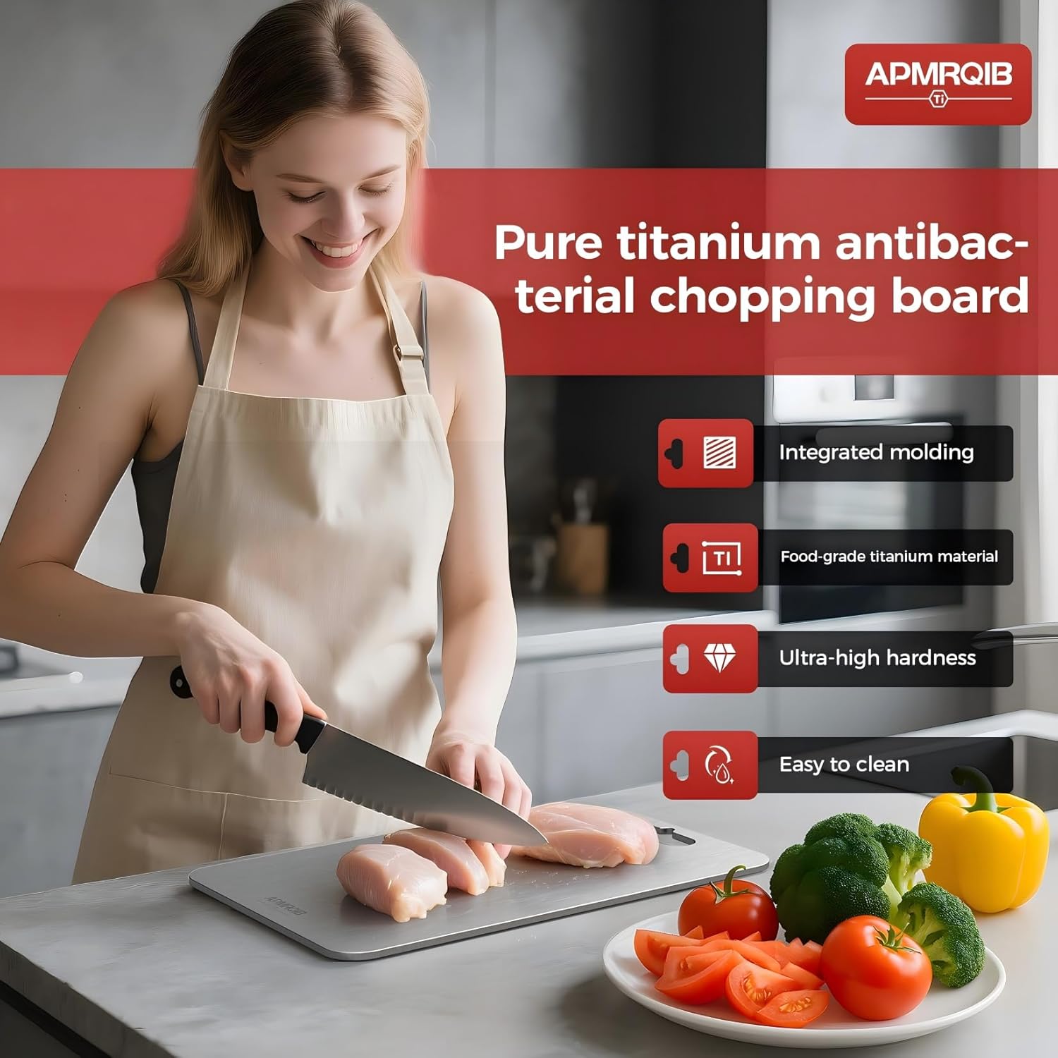 Titanium Cutting Board Set of 3,100% Pure Titanium Cutting Boards for Kitchen, Double Sided Non Toxic Cutting Board, Ideal Charcuterie & Chopping for Meat, Hygiene Durable Dishwashr(3 Pack) - Image 2