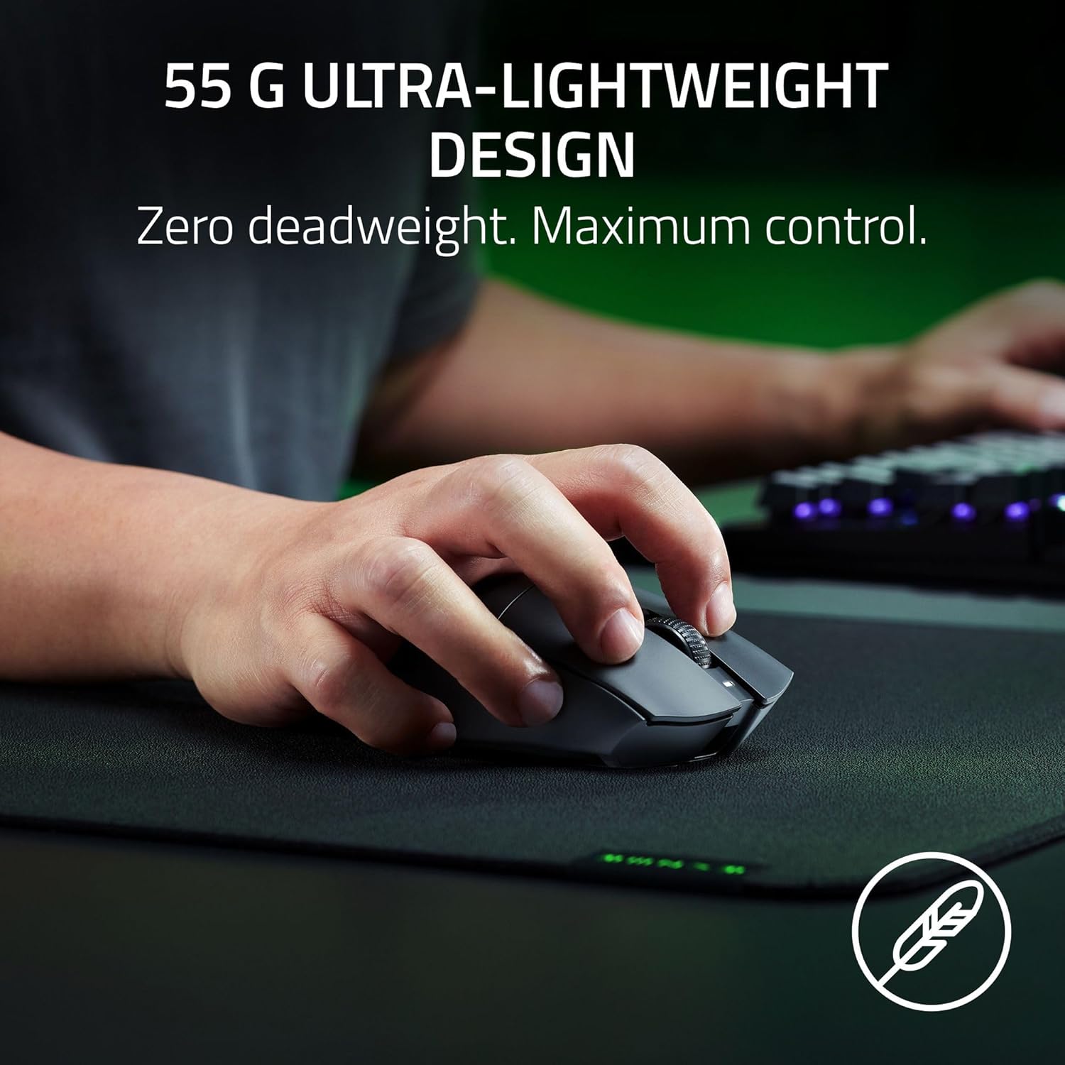 Razer DeathAdder V3 HyperSpeed Wireless Gaming Mouse: 55g Lightweight - USB C Charging - Up to 100 Hr Battery - Advanced 26K Optical Sensor - Gen-3 Optical Switches - 8 Programmable Controls - Black - Image 2