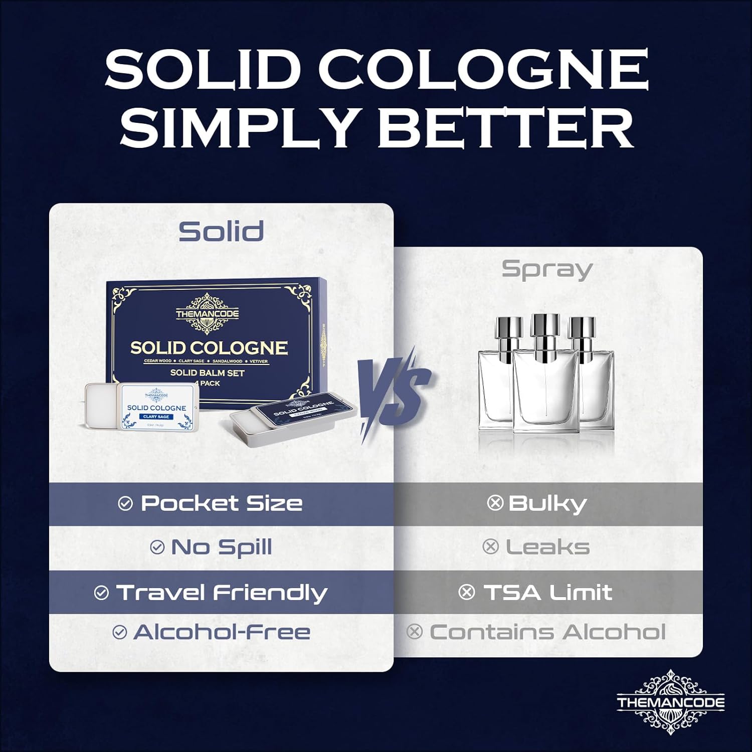 Solid Cologne for Men, Gifts for Men, Solid Perfume with Sandalwood, Vetiver, Cedarwood, Sage Scents, 4 Pack - Image 4