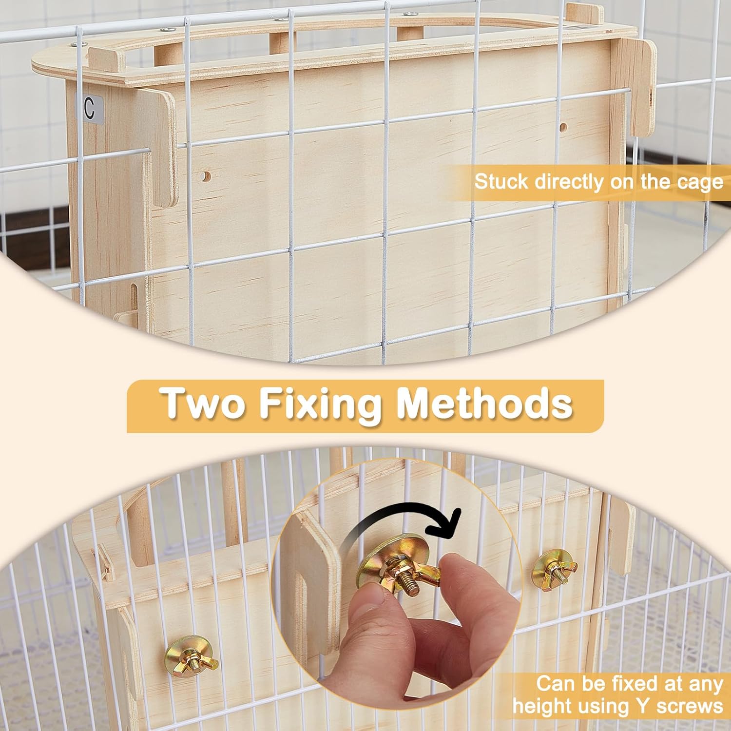 Guinea Pig Hay Feeder Wooden Rabbit Hay Feeder Big Volume Bunny Hay Holder Hanging Hay Rack with Instructions Guinea Pig Cages Accessories for Chinchilla and Ferret, Rabbit Cage Accessories - Image 5