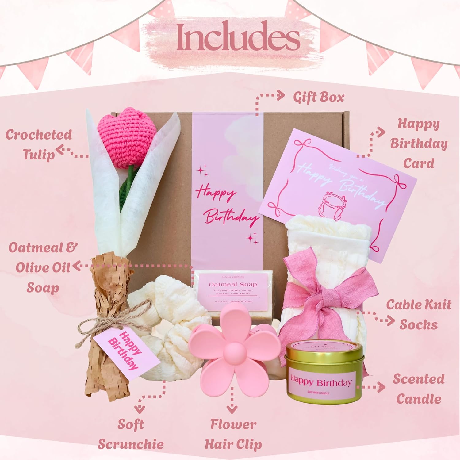 Birthday Gifts for Women - Best Friend Birthday Gifts for Women, Teen Girls, Happy Birthday Gift Basket for Sister, Cute Pink Gifts for Women, Friendship Gift Ideas for Her - Image 2