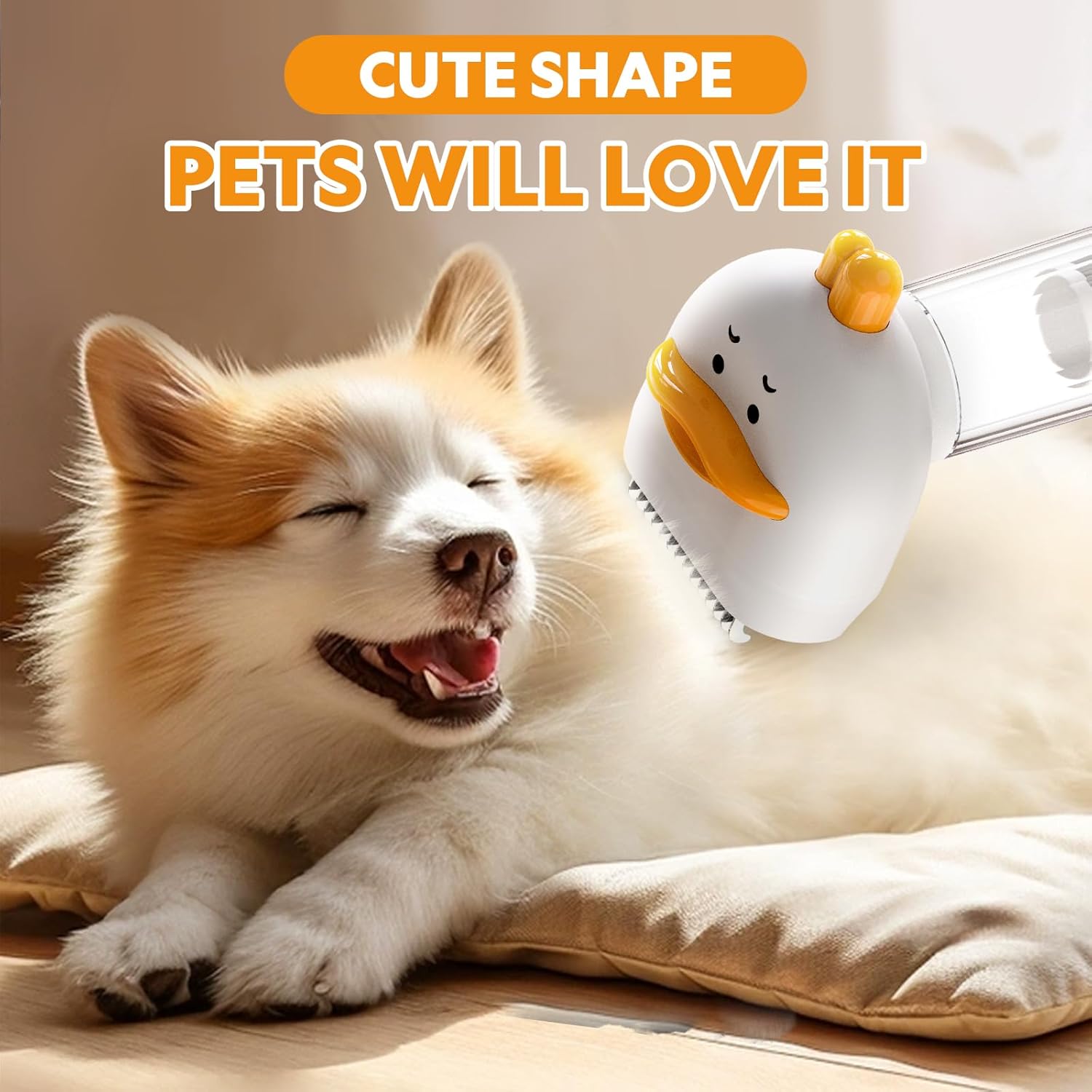 Cat Dog Grooming Vacuum Kit with Brush, Low-Noise Pet Hair Shedding Trimming Grooming for Indoor Cats Dogs, 4 in 1 Pet Vacuuming Groomer for Long or Short Haired Kitten Accessories(White) - Image 5