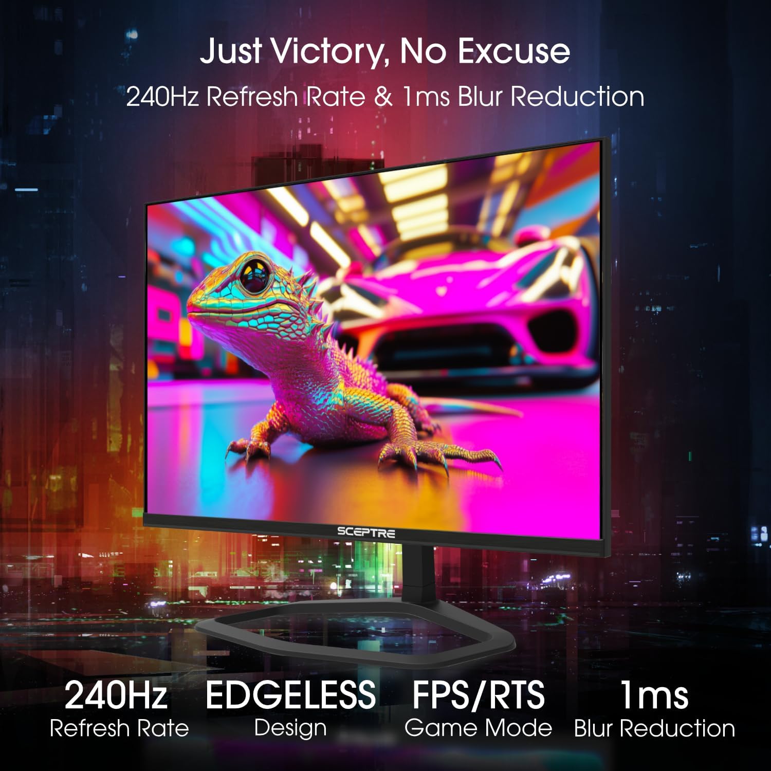 New! Sceptre 24.5-inch Gaming Monitor 240Hz 1ms DisplayPort x2 HDMI x2 100% sRGB AMD FreeSync Premium Build-in Speakers, Machine Black 2026 (E255B-FWD240 Series) - Image 4