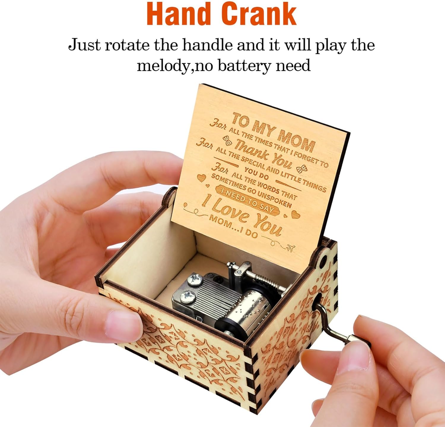 Likeny Mothers Day for Mom Gifts from Daughter Son for Mothers Day Birthday Best Mama Hand Crank Music Box - Image 4