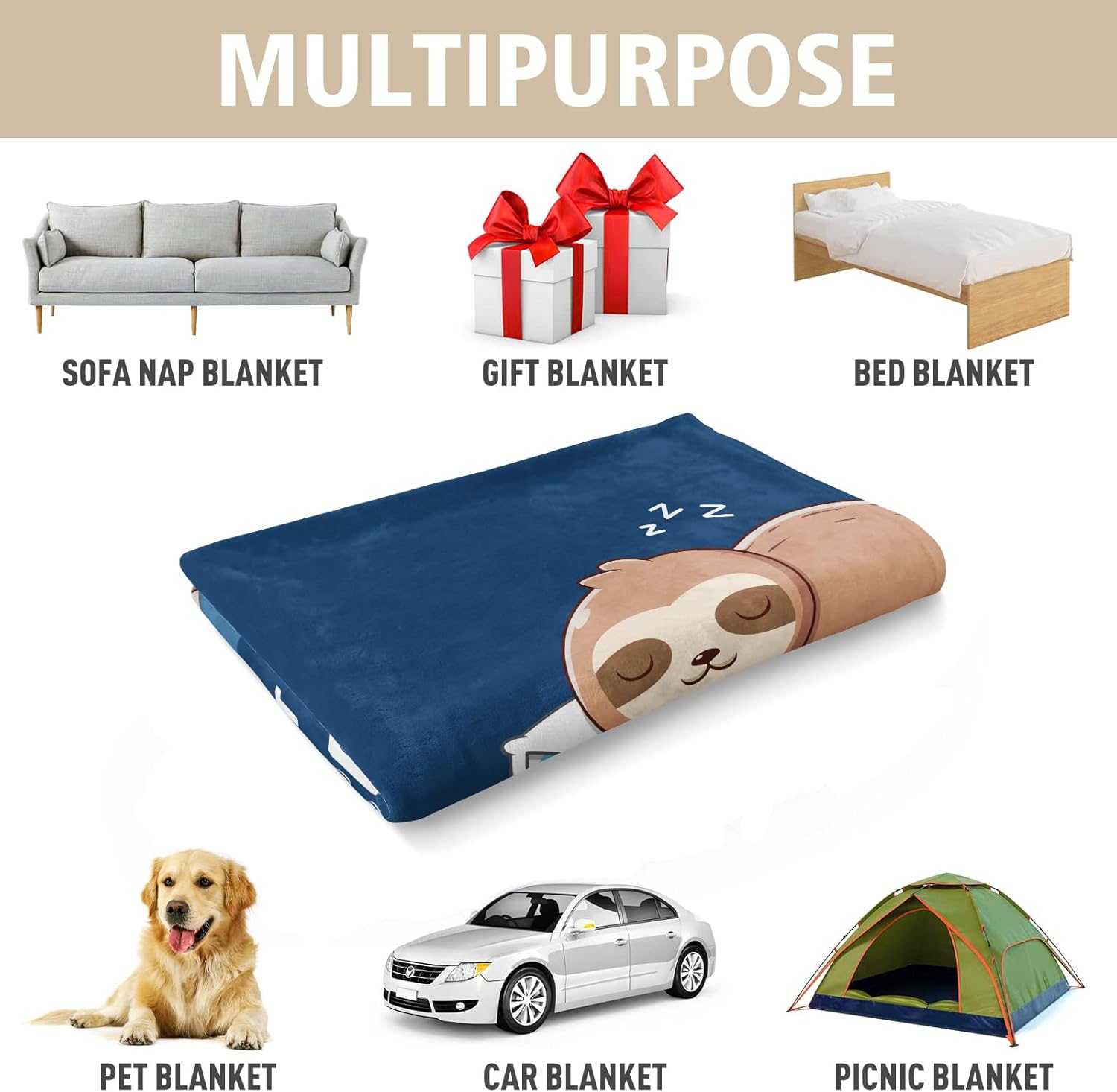 Leebbsin Funny Gifts for Husband, Husband Birthday Gift, Husbands is Charging Sloth Blanket, Anniversary Wedding Gifts for Husbands from Wife, Gift for Him Christmas 60" x 50" - Image 7