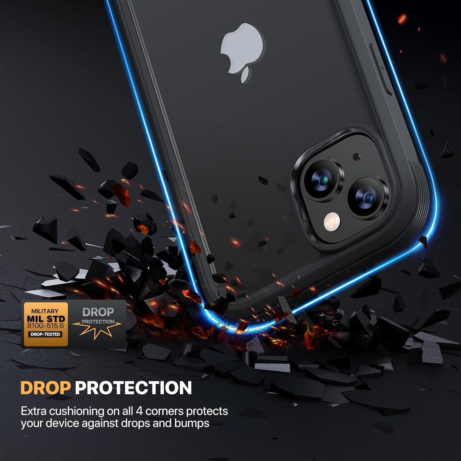 Diaclara Designed for iPhone 15 Case, Full Body Rugged Case with Built-in Touch Sensitive Anti-Scratch Screen Protector, with Camera Lens Protector for iPhone 15 6.1" (Black and Clear) | Full Body - Image 3