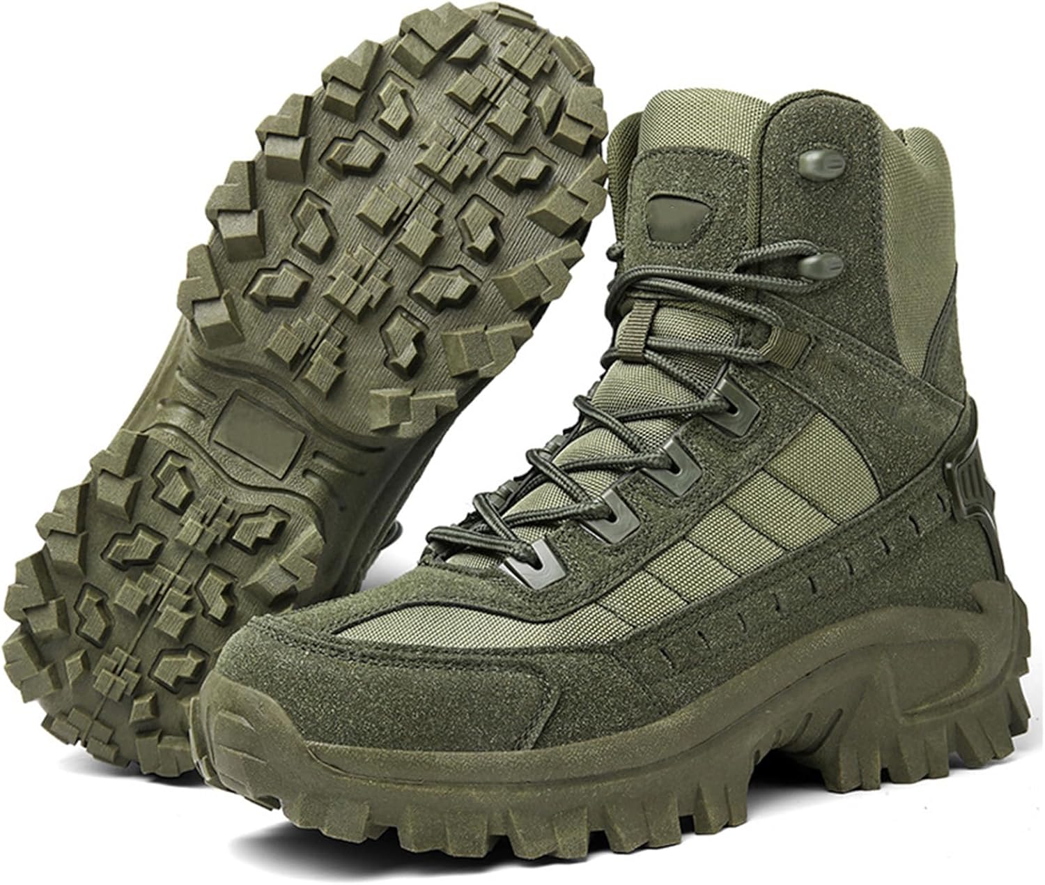 Men’s Lightweight Tactical Hiking & Work Boots with Side Zipper – Waterproof PU Outdoor Walking Boots with Traction Outsole
