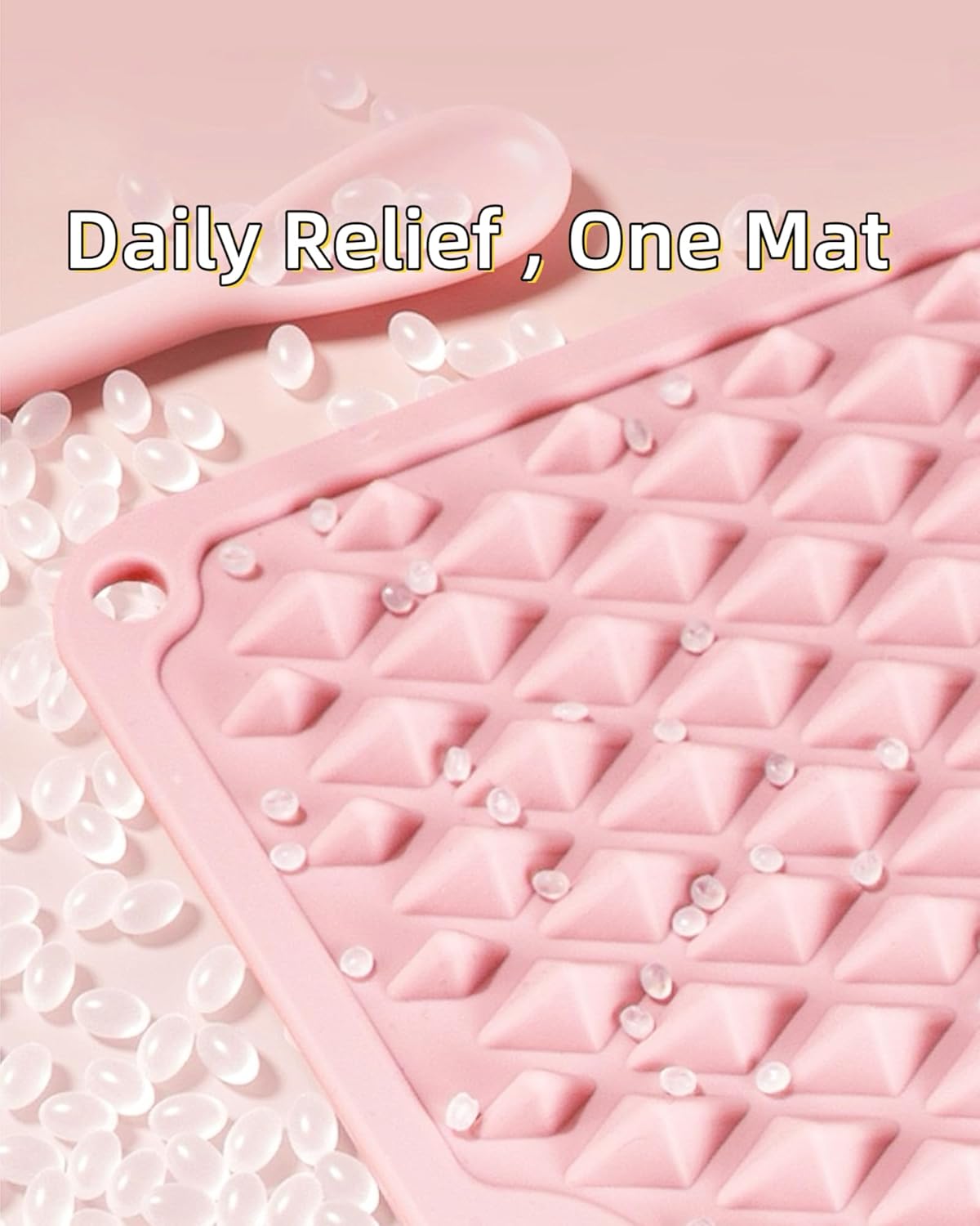 Acupressure Foot Massage Mat Dual-Sided Silicone Reflexology Pad for Plantar Fasciitis, Heel Pain & Fatigue Washable – Connectable Relief Pad for Standing Desk, Home, Office – Pink (M) - Image 5