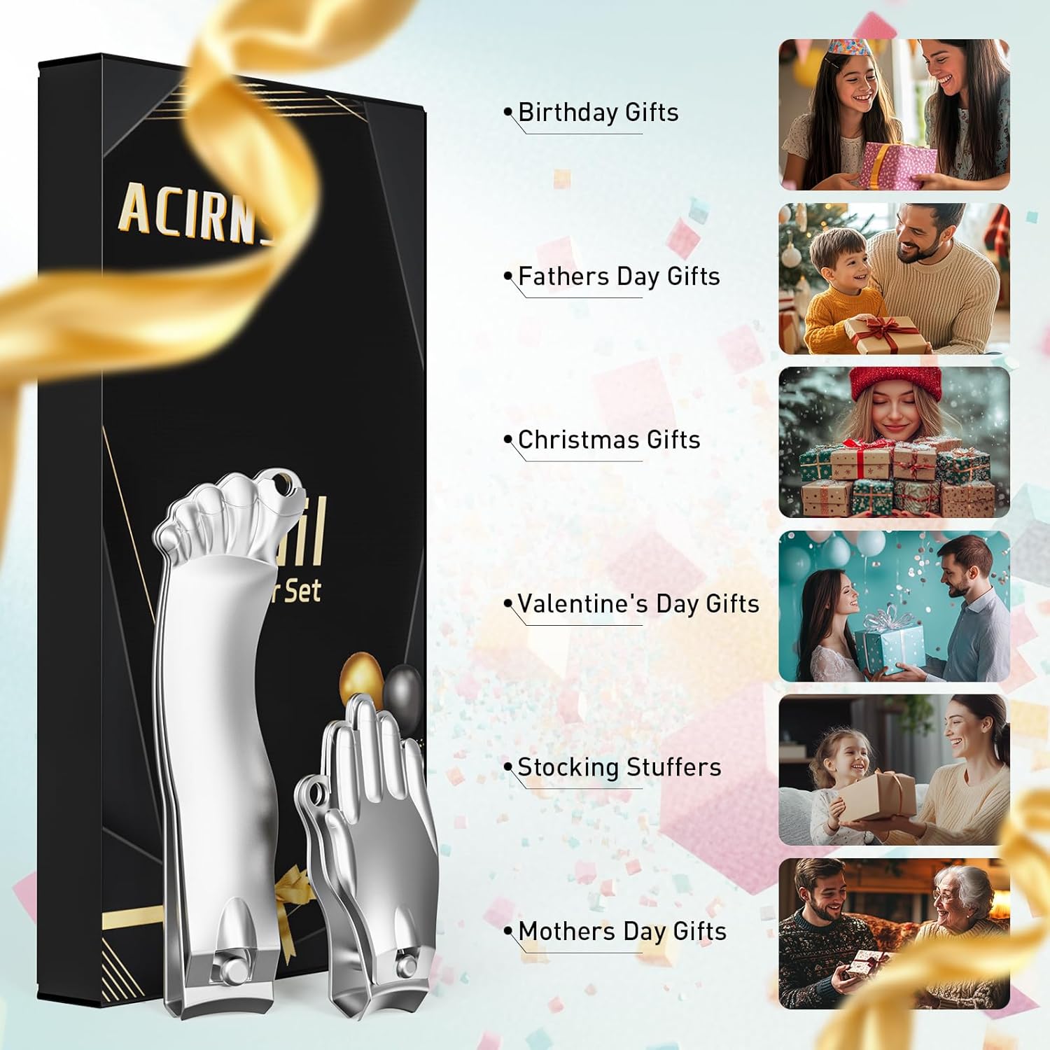 Nail Clippers Set,Gag Gifts Funny,Stocking Stuffers for Adults Men Him,White Elephant Gifts for Adults, Cool Stuff Gadgets for Men Dad Boyfriend Father Husband Friends,Mens Gifts Ideas (Silver) - Image 4