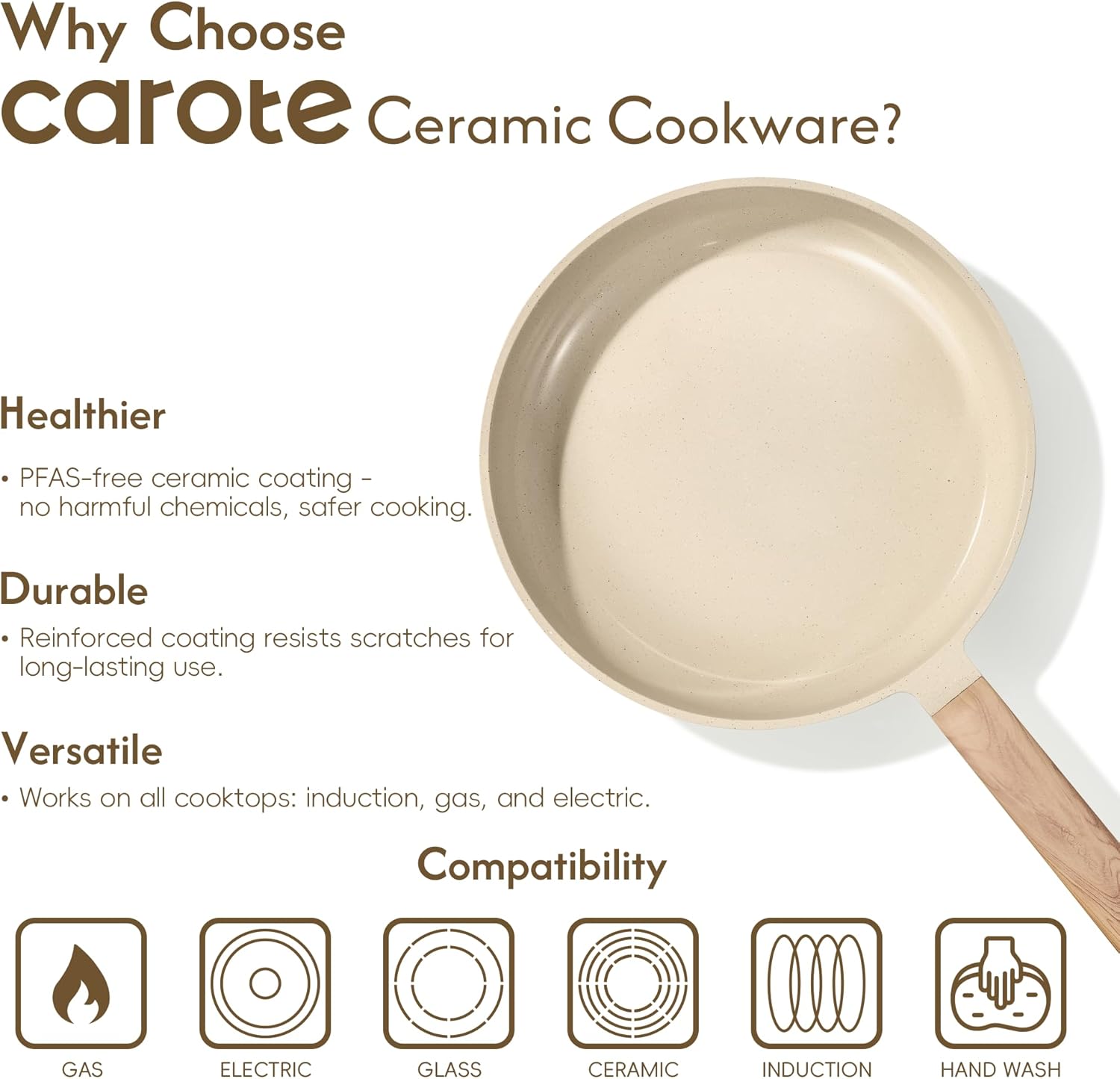 CAROTE 14Pcs Pots and Pans Set Non stick, Ceramic Cookware Set, Non-toxic Kitchen Cooking Set, PFAS and PFOA Free - Image 9