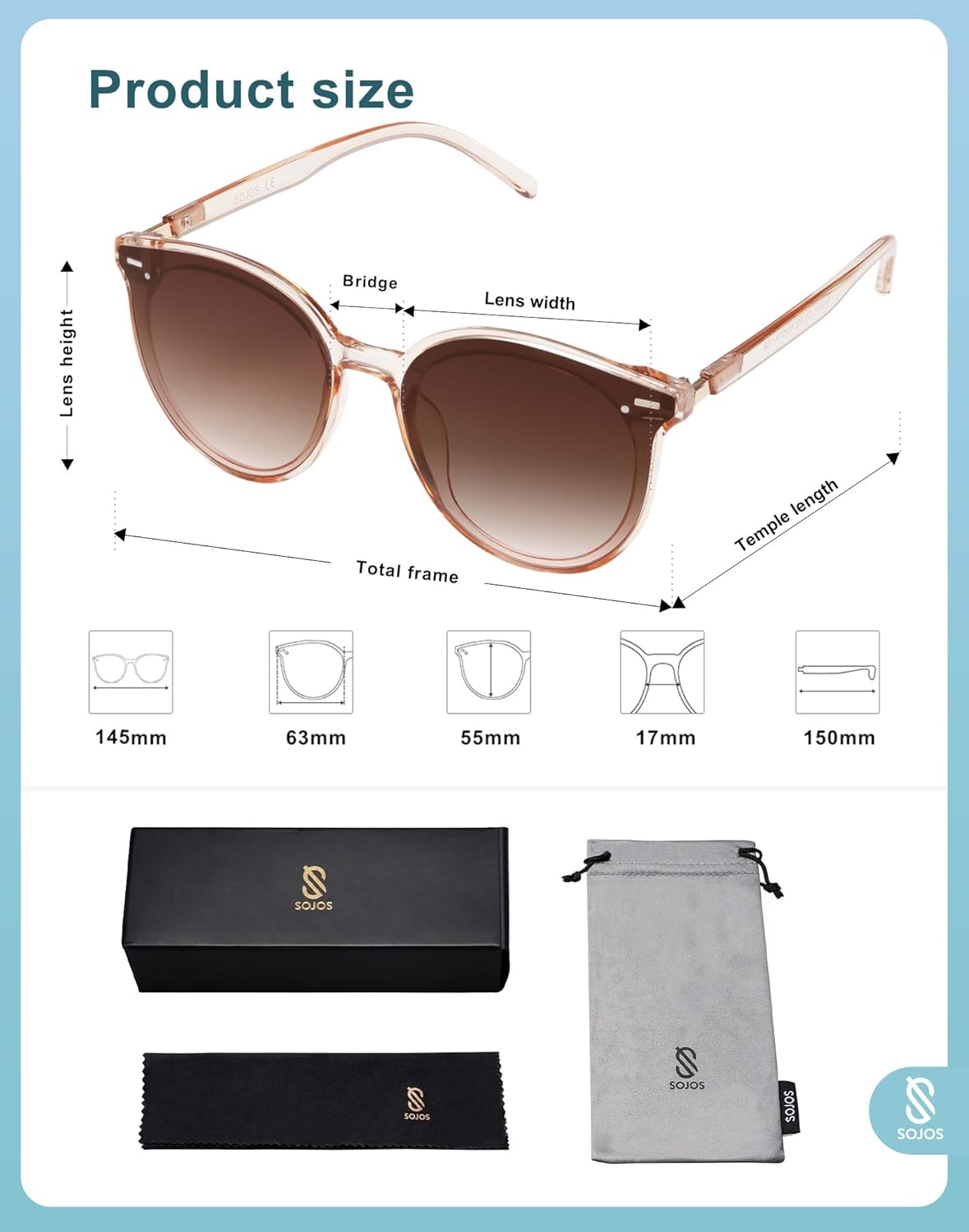 SOJOS Sunglasses Womens Trendy 2025 Classic Round Retro Vintage Shades Large Frame Sunnies SJ2067 - Image 5