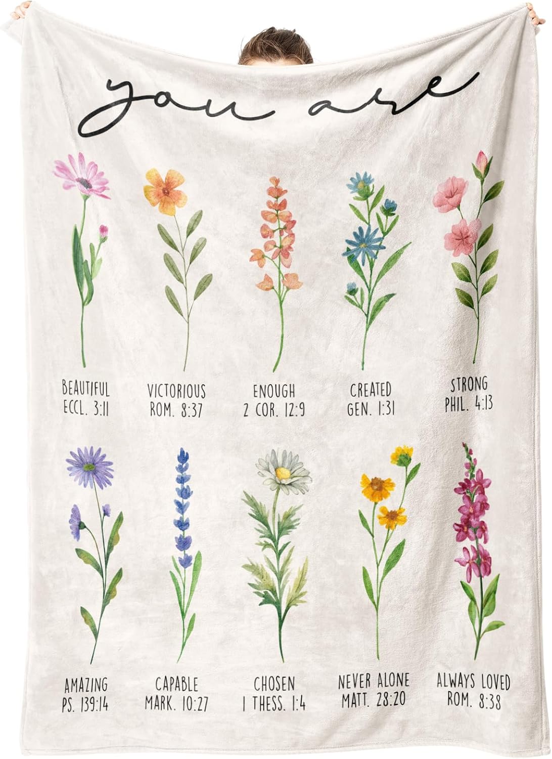 Afterprints Christian Gifts for Women, Christian Blanket with Flowers, Birthday Gifts for Women, Christmas, Inspirational, Religious Gifts for Sister, Friend, Daughter, Soft Throw Blankets 50'' x 60''
