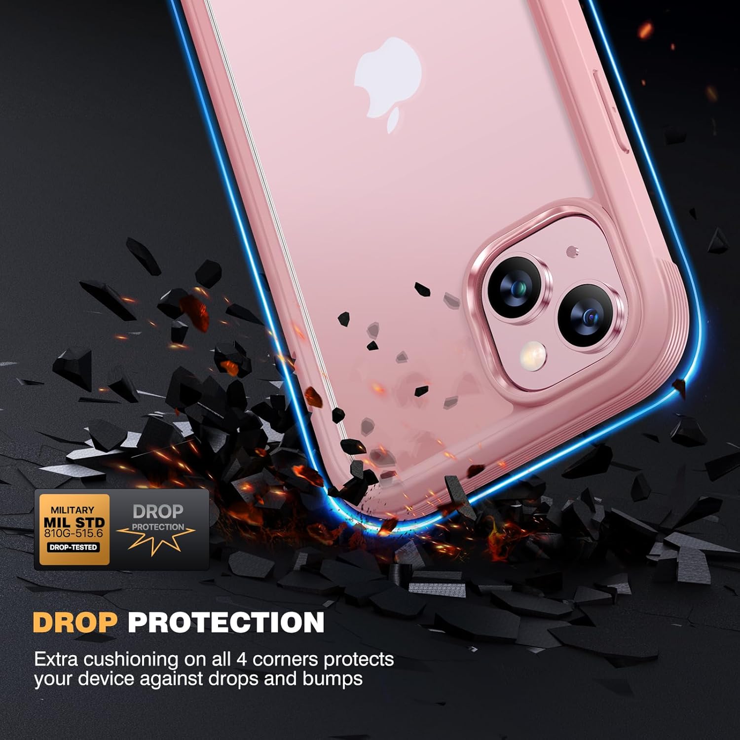 Diaclara Designed for iPhone 15 Case, Full Body Rugged Case with Built-in Touch Sensitive Anti-Scratch Screen Protector, with Camera Lens Protector for iPhone 15 6.1" (Coral Pink) - Image 4