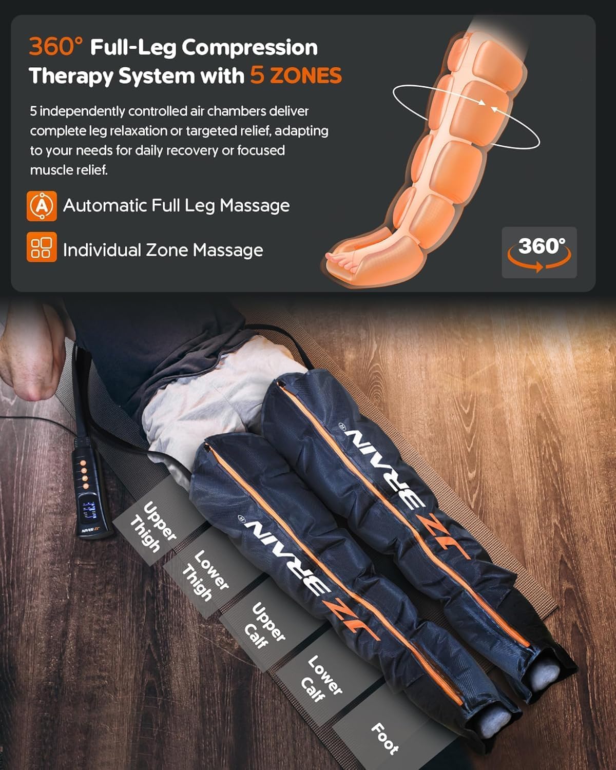 Sequential Air Compression Recovery System : Professional Full Leg Compression Boots for Circulation and Pain Relief - Sequential Device for Muscle Relaxation - Image 3