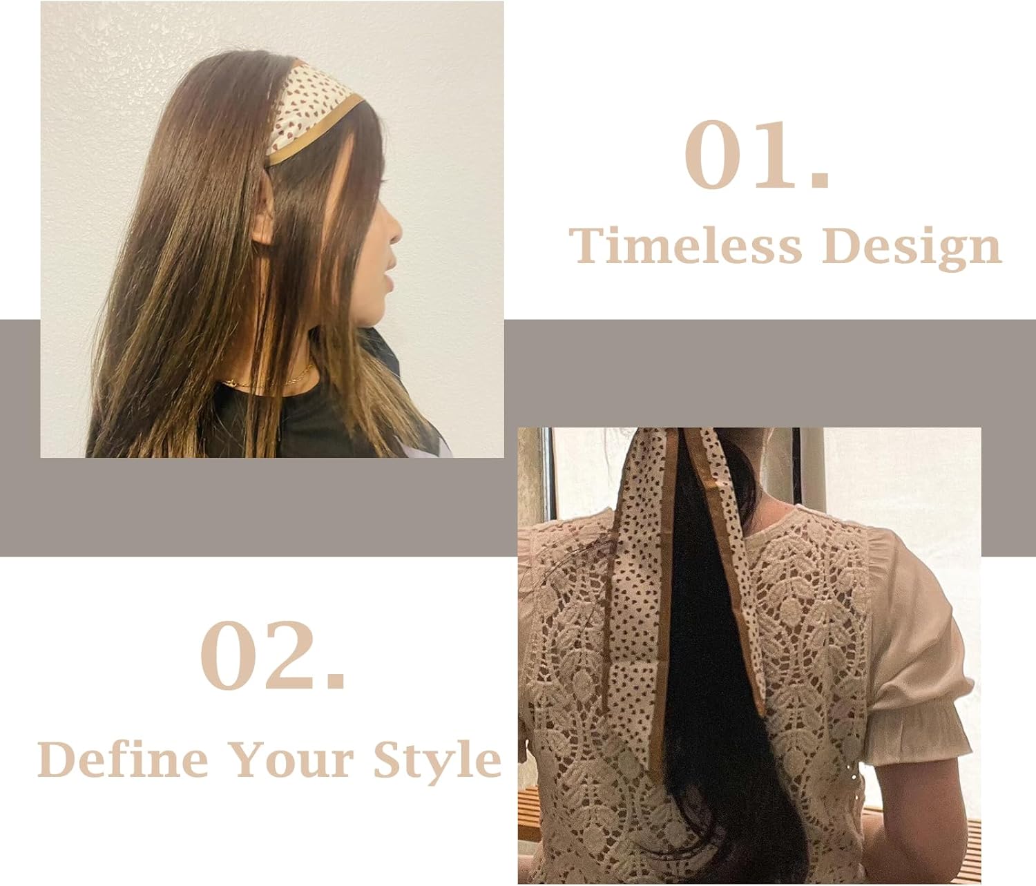 TEBIEKOY 4Pcs Fashion Scarves for Women, Multifunctional Boho Scarves Headbands Satin Scarf for Bag Hair Accessories - Image 4
