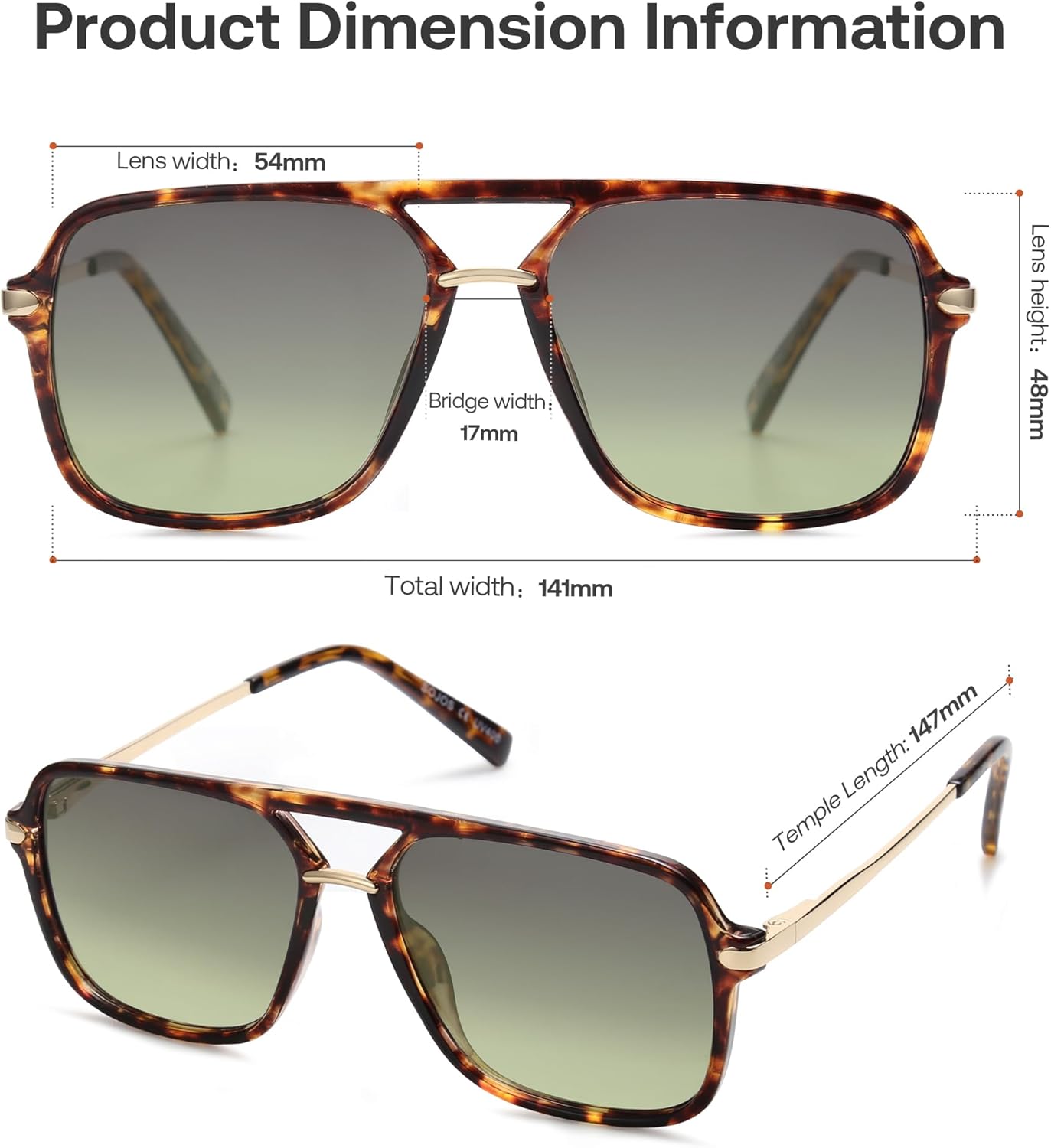 SOJOS Sunglasses for Women & Men, Square, Retro, Polarized Lens, Trendy Aviator, 90s Shades - Image 5