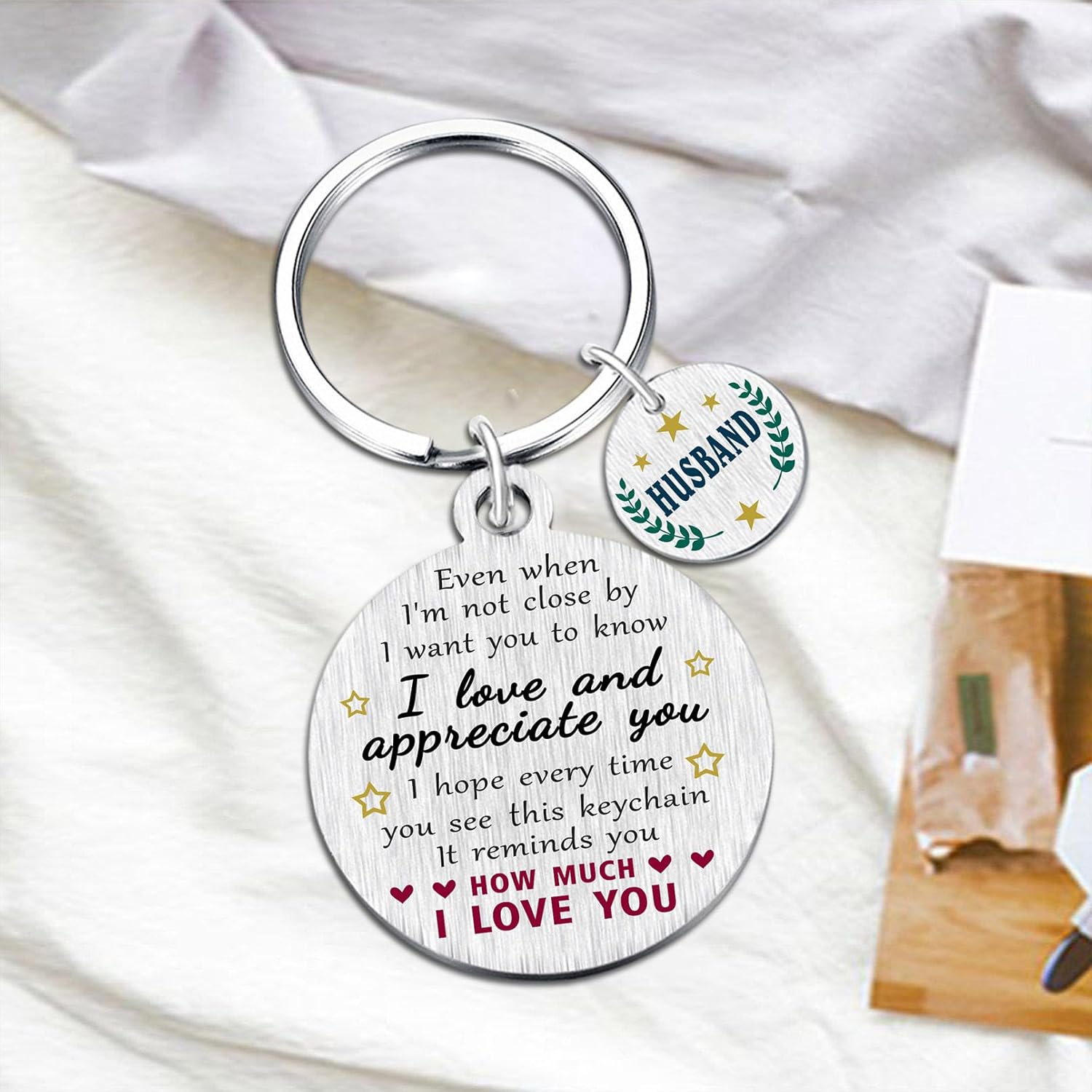 Yobent Husband Keychain Gifts from Wife, Best Husband Birthday Present, Personalized Wedding Anniversary Key Chain for Men, I Love You Gifts for Him Men - Image 3