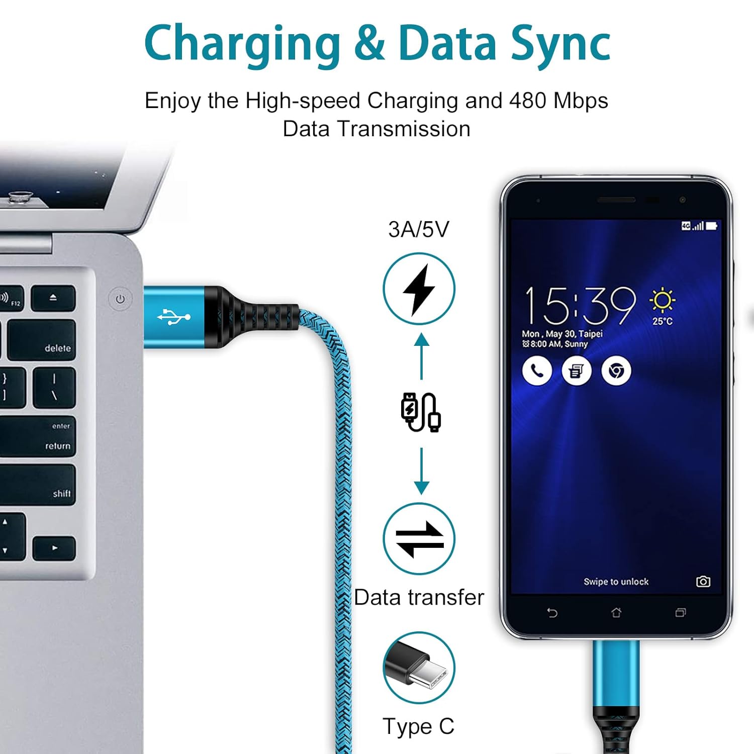 C Charger Cord Fast Charging USB Type C Cable Android Charger Cables 6FT 2Pack for Samsung Galaxy S26 S25 S24 S23 S22 S21 S20 Ultra S20+ Note 20 10 S10 S9 Plus A12 A11 A52 Google Pixel 6 5 4 4a 3a XL - Image 5