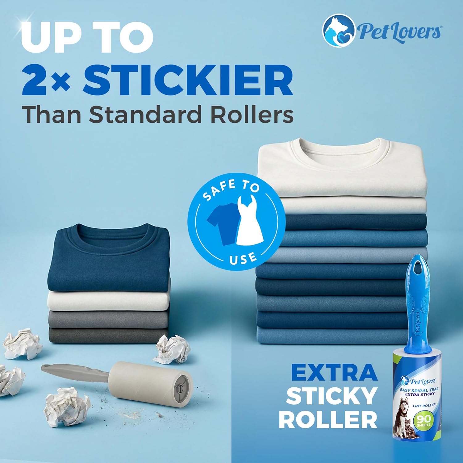 PetLovers Extra Sticky Lint Roller Value Set 270 Sheets for Pet Hair Removal and Clothes, Dog and Cat Lint Remover, 3 Pack - Image 7
