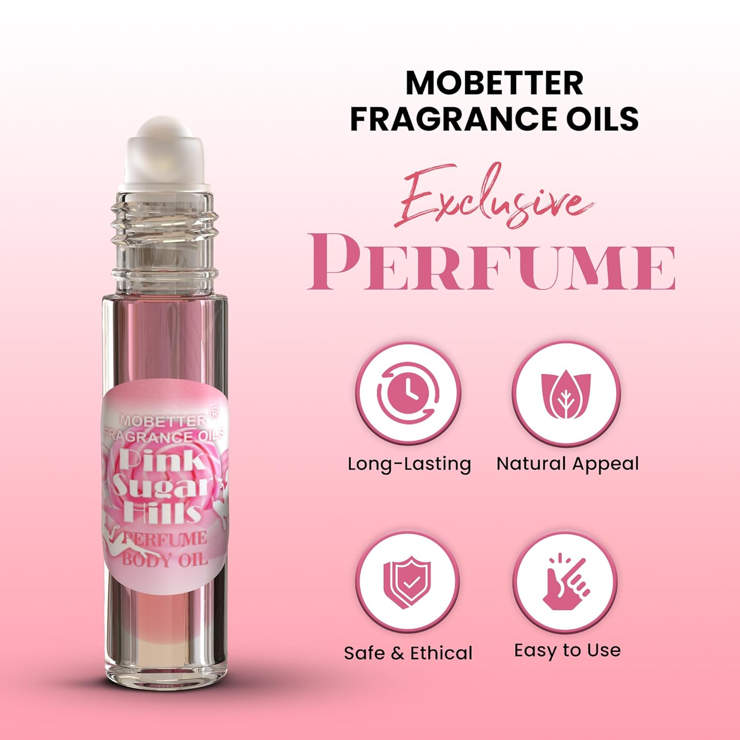 MOBETTER FRAGRANCE OILS Pink Sugar Hills Women Perfume Body Oil, notes of raspberry, cotton candy, and vanilla, creating a floral and fruity scent, travel size long lasting scent - Image 3