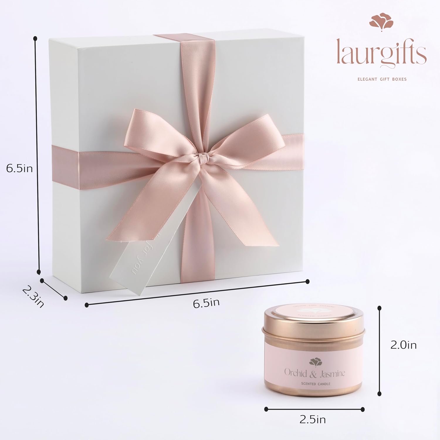 Birthday Gifts for Women – Luxury Candle Set & Bath Sets Spa Basket, Small Orchid & Jasmine Self Care Box, Gift Basket for Mom, Wife or Friend - Image 5