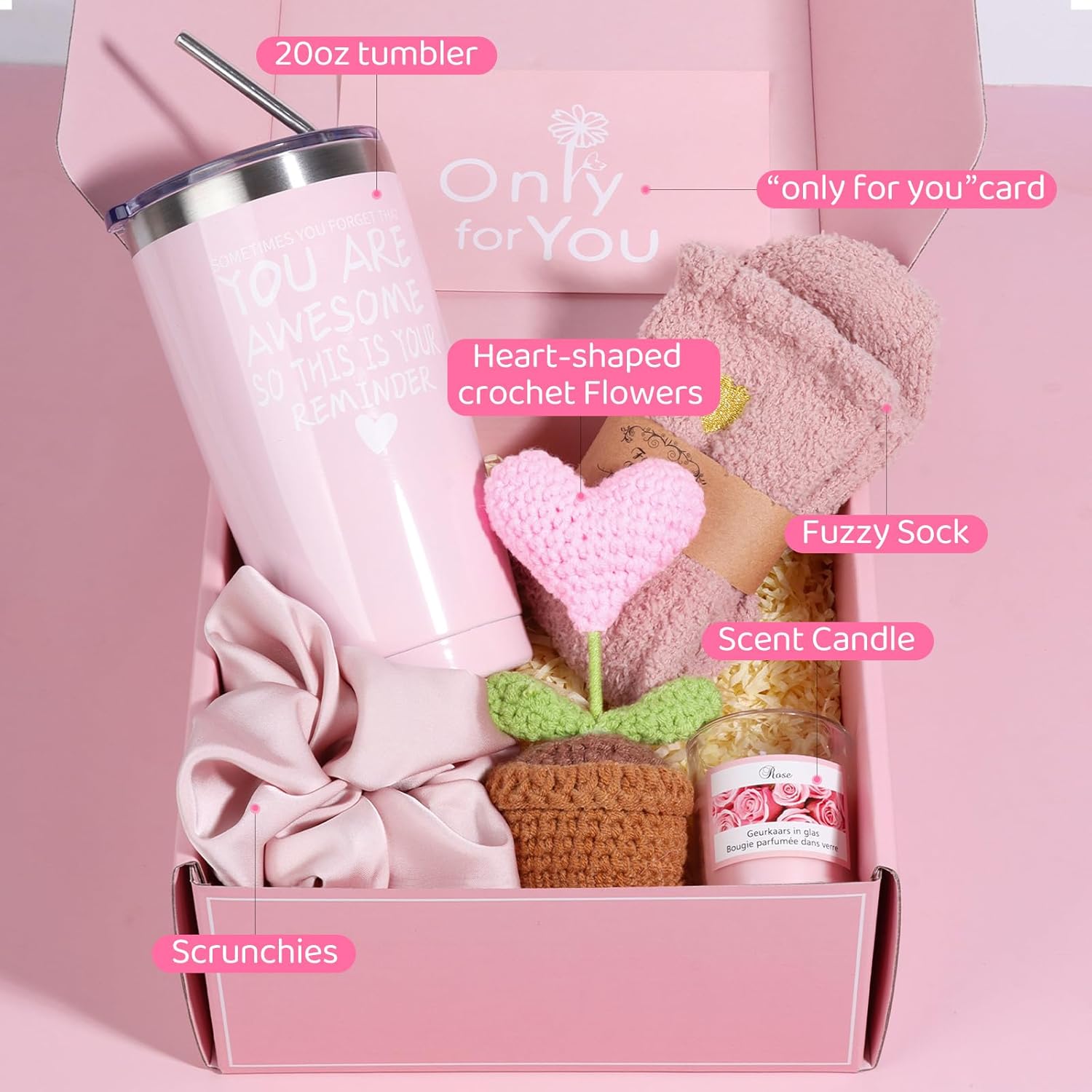 Gift Baskets for Women, Gift for Birthday, Christmas, Mother's Day, Valentine's Day, Get Well Gifts for Women, Teen girl,Siter, best friend, her, wife,Inspirational Gift Set Box (Pink) - Image 4