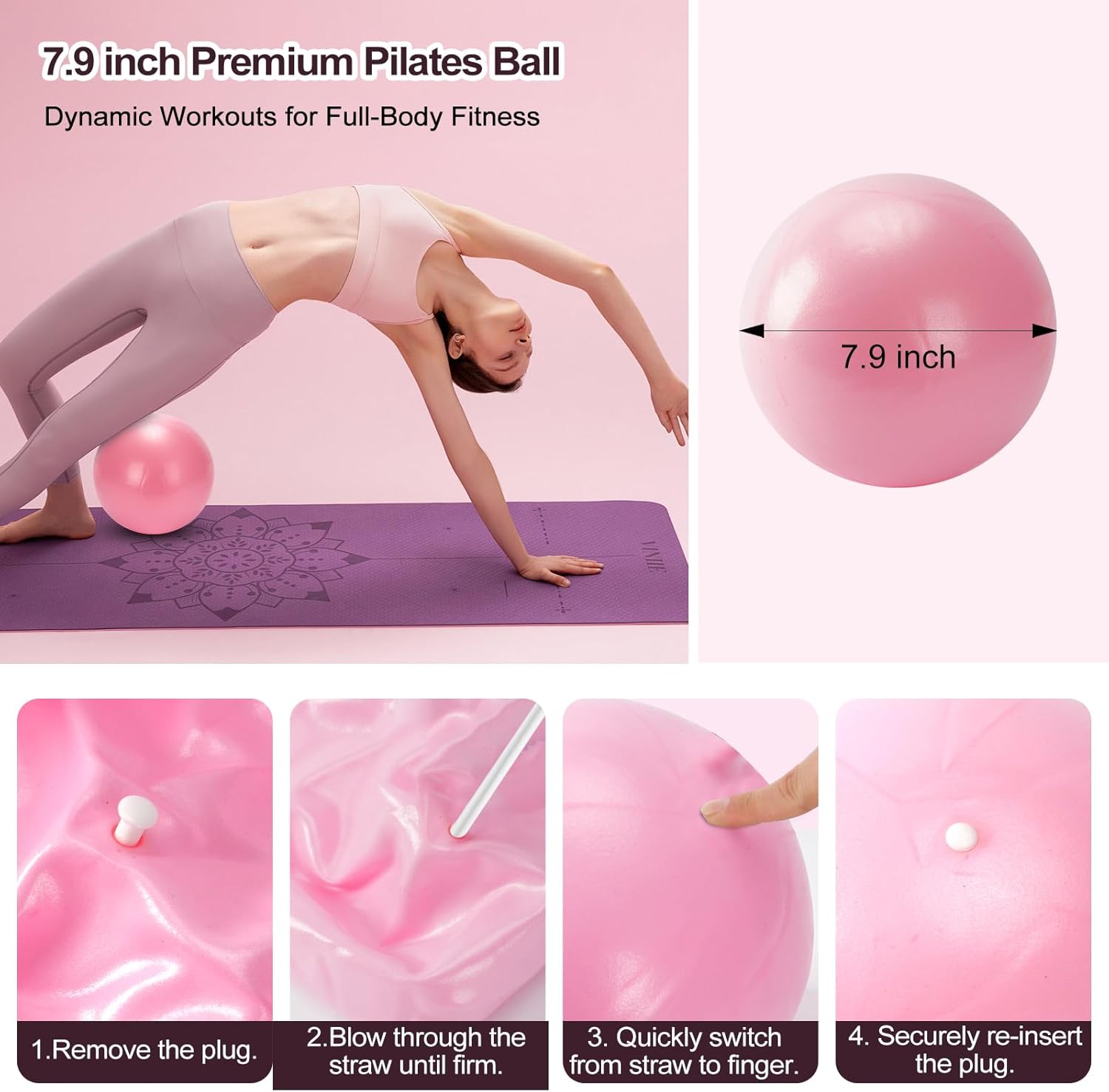 Pilates Kit, Home Pilates Workout Kit for Women, Pilates Equipment with Pilates Ring and Ball, Yoga Block & 5 Resistance Bands, Ankle Weights, Sliders & Grip Socks, Workout Guide Included - Image 4