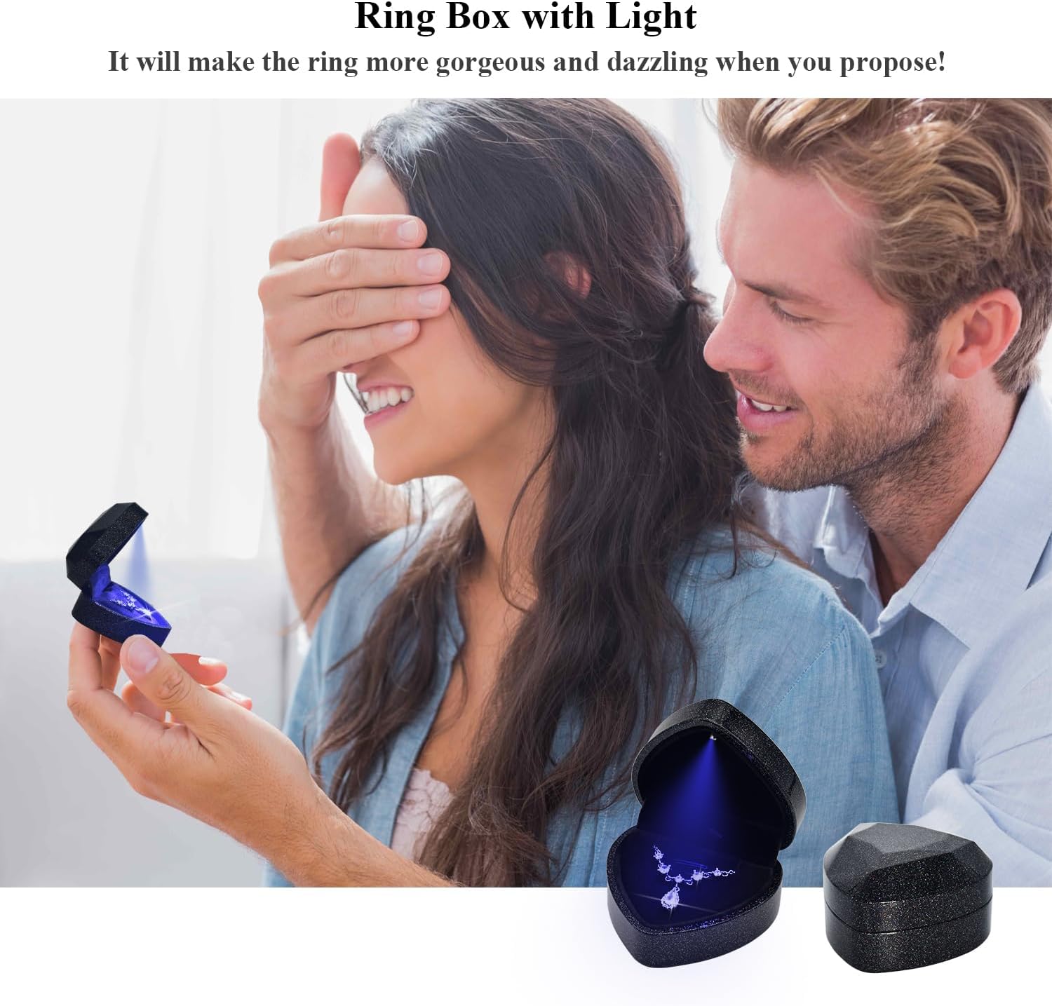 LED Heart Necklace Presentation Box with Automatic Light, Compact Necklace and Earring Display Case – Designed for Proposals, Romantic Gift Reveals, Weddings and Anniversary Moments, Starry Sky - Image 2
