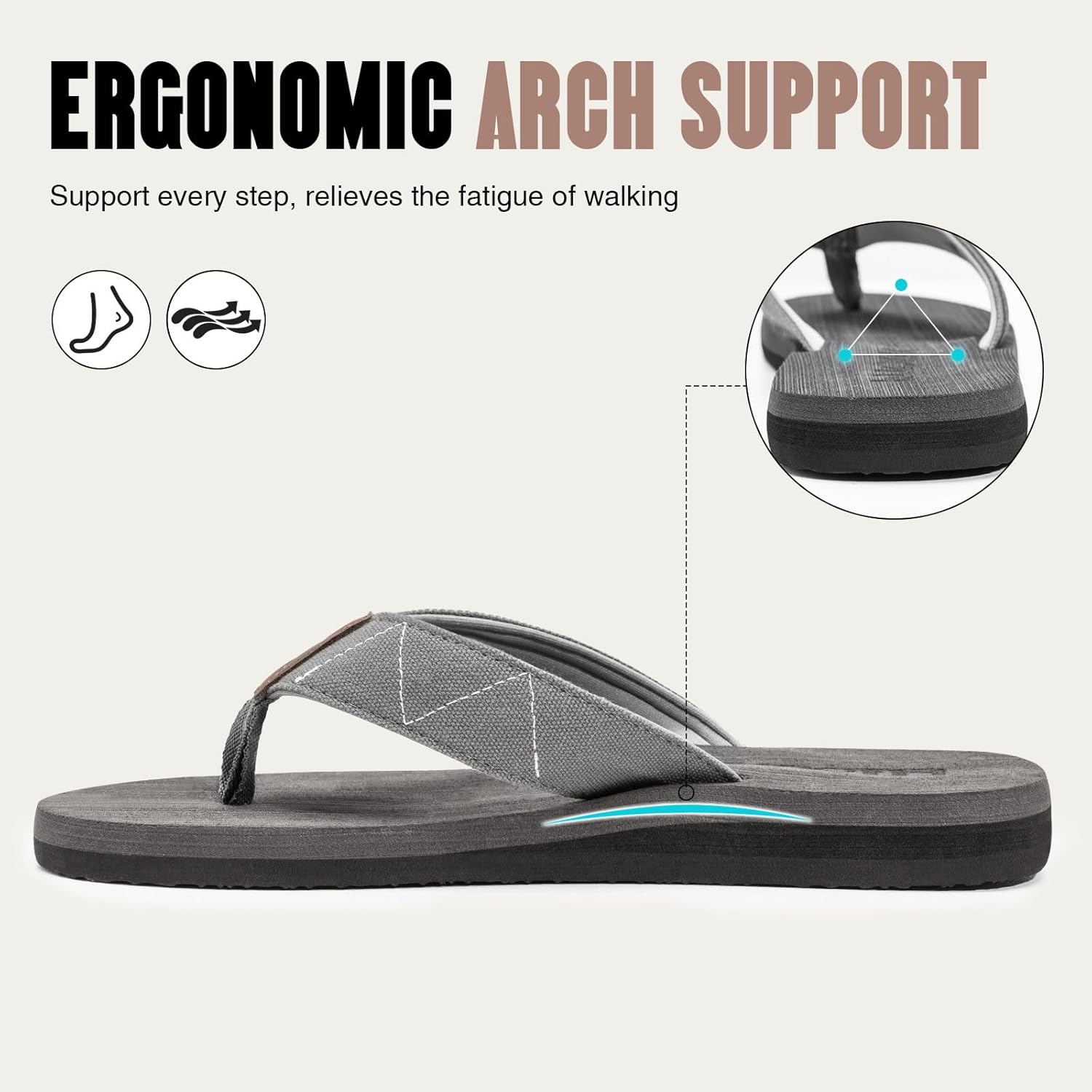 FITORY Men's Flip-Flops, Thongs Sandals Comfort Slippers for Beach - Image 4