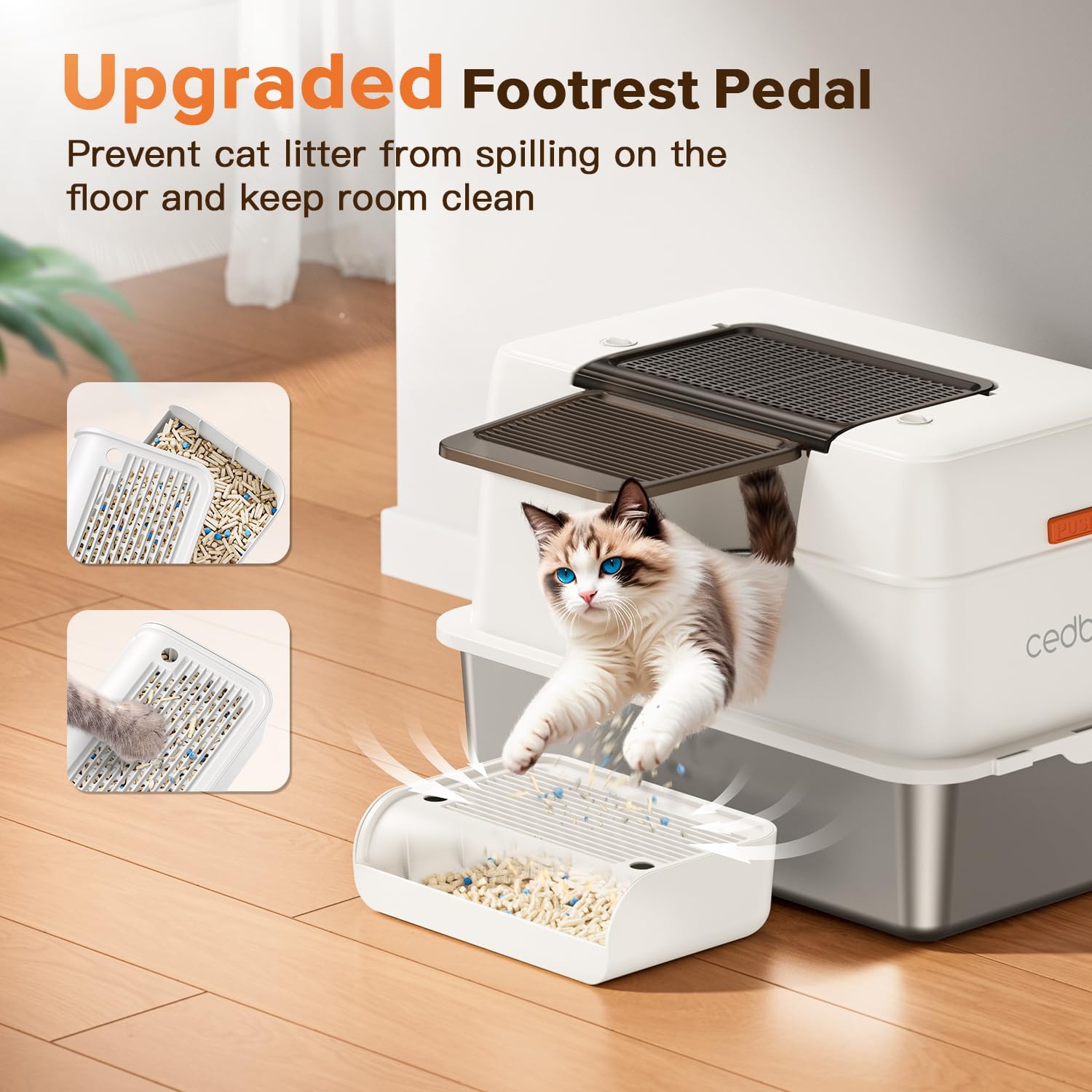 XL Premium Stainless Steel Enclosed Cat Litter Box with Lid, Extra Large Heavy-Duty Metal Litter Box for Big Cats & Multi-Cat Homes|Leak-Proof, Odor-Locking, Non-Stick Surface | Easy Clean (White) - Image 7