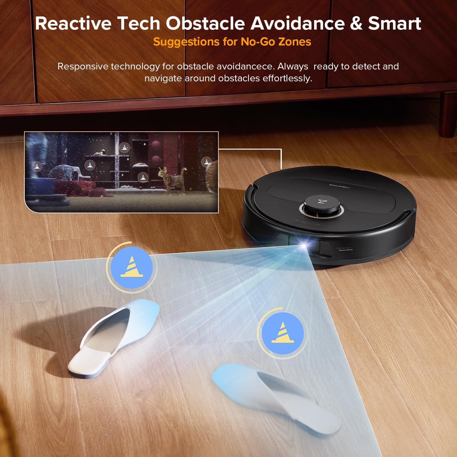 roborock Qrevo S5V Robot Vacuum and Mop, FlexiArm Edge Mopping, 12,000Pa Suction, Dual Zero-Tangle System, Smart Obstacle Avoidance, 10mm Mop Lifting, Auto Mop Washing&Drying, Self-Emptying&Refilling - Image 7