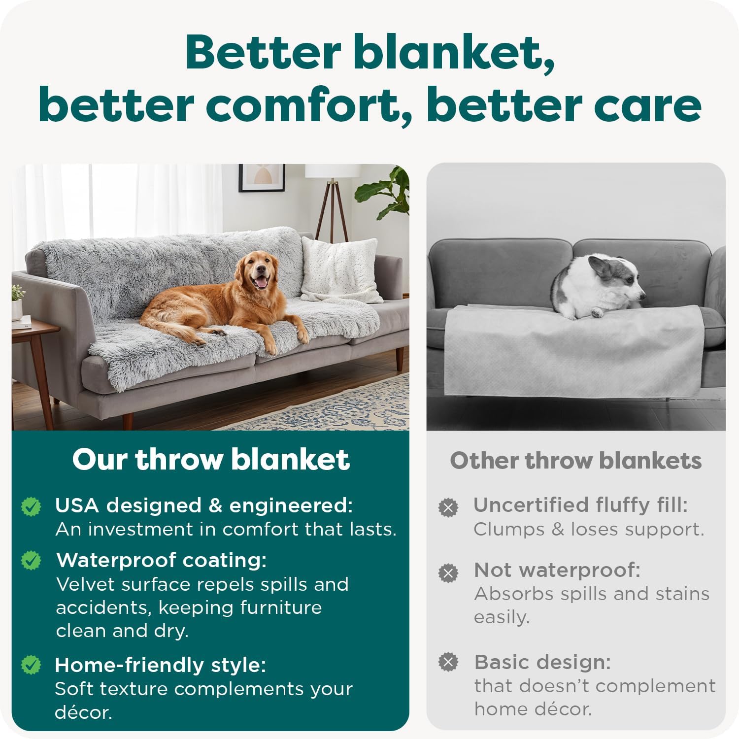 FurHaven Waterproof Throw Blanket for Dogs & Indoor Cats, Reversible Protective Pet Blanket, Medium, Long Faux Fur & Velvet, Driftwood - Image 7