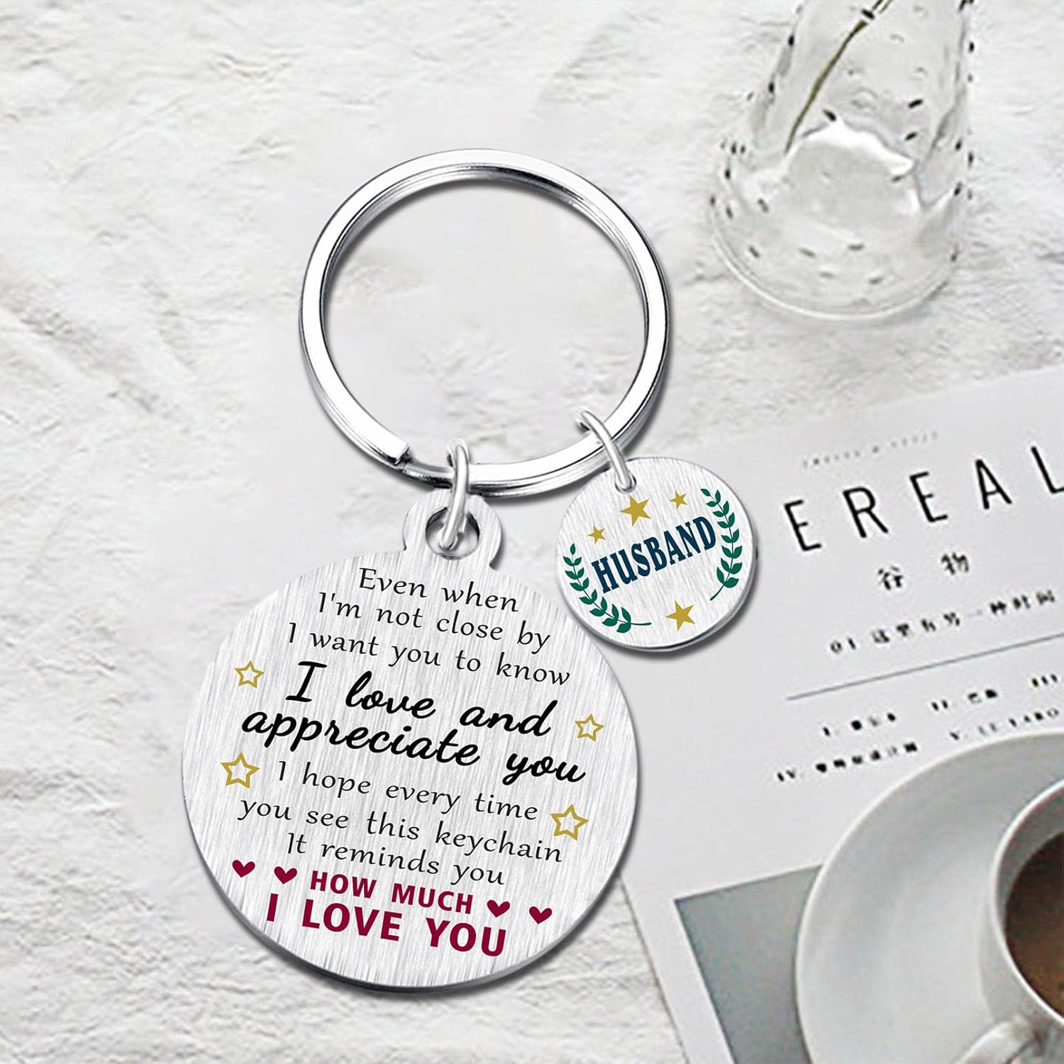 Yobent Husband Keychain Gifts from Wife, Best Husband Birthday Present, Personalized Wedding Anniversary Key Chain for Men, I Love You Gifts for Him Men - Image 4