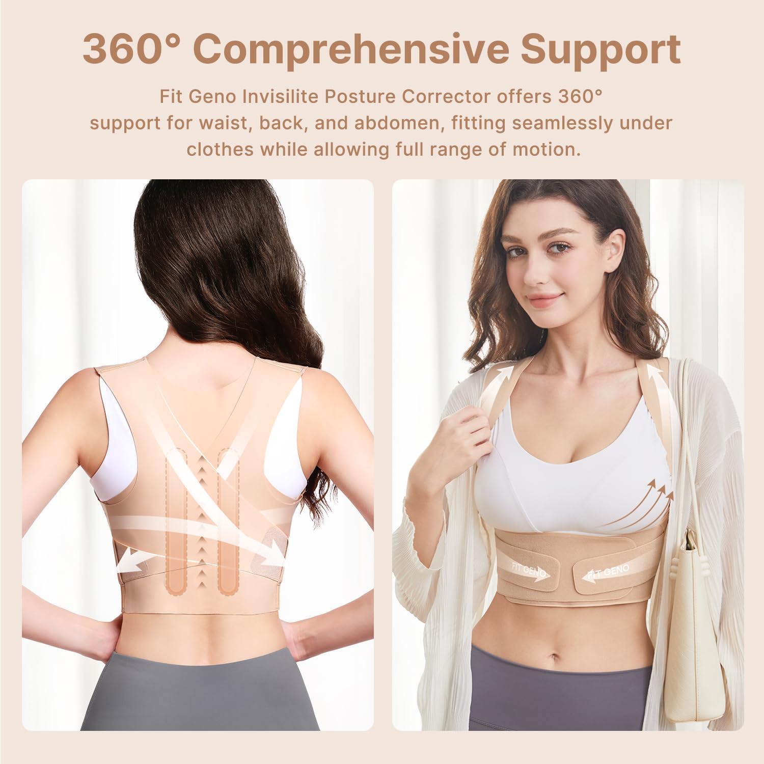 Fit Geno Posture Corrector for Women Invisilite: Invisible Lightweight Back Brace for Neck Shoulder & Upper Back Pain Relief - Improve Posture Correct Hunchback Slouching Under Clothes Large - Image 3